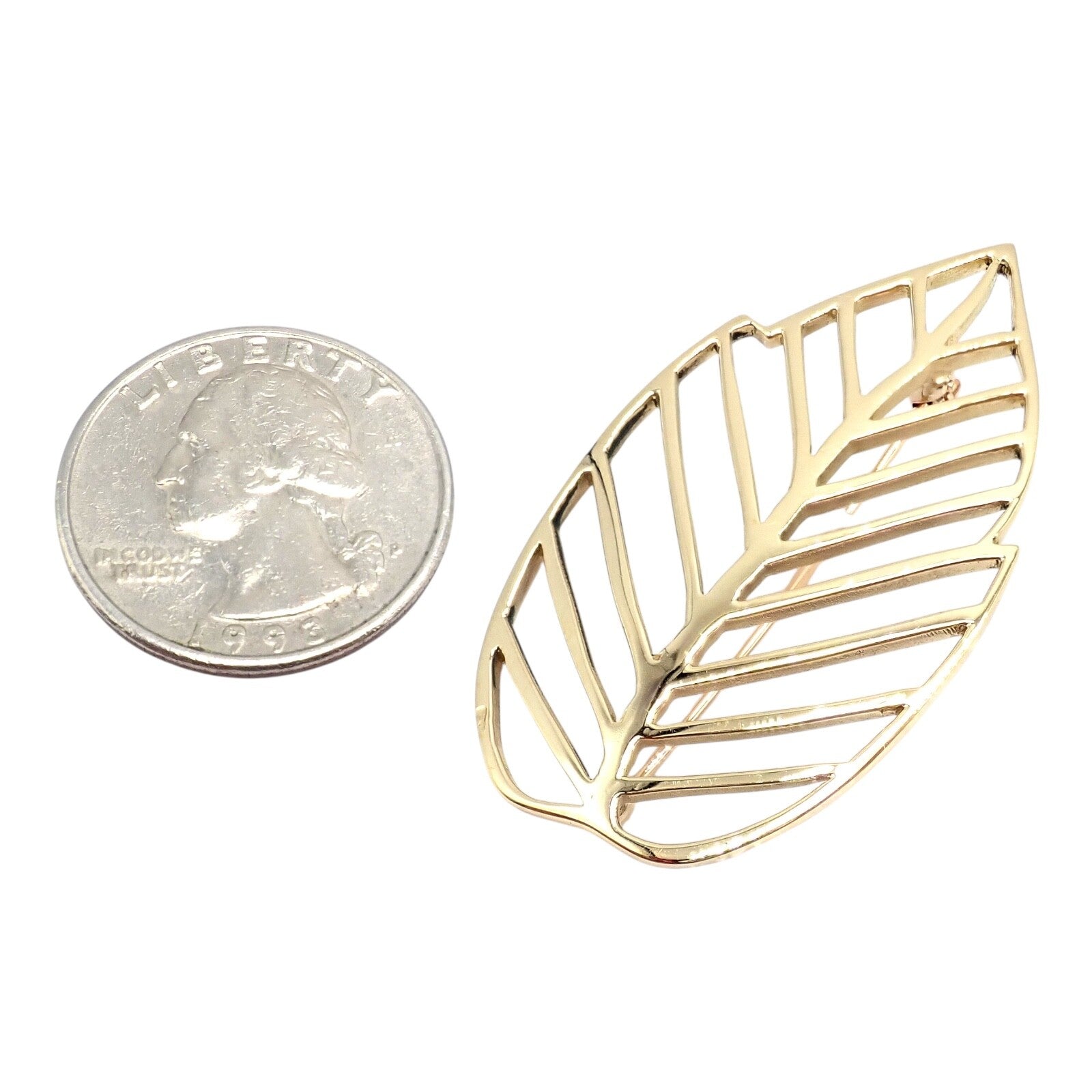 Authentic Tiffany & Co Angela Cummings 18k Yellow Gold Leaf Pin Brooch Vintage 1981 - Elegant Jewelry Gift for Women, Perfect for Weddings, Parties & Special Occasions