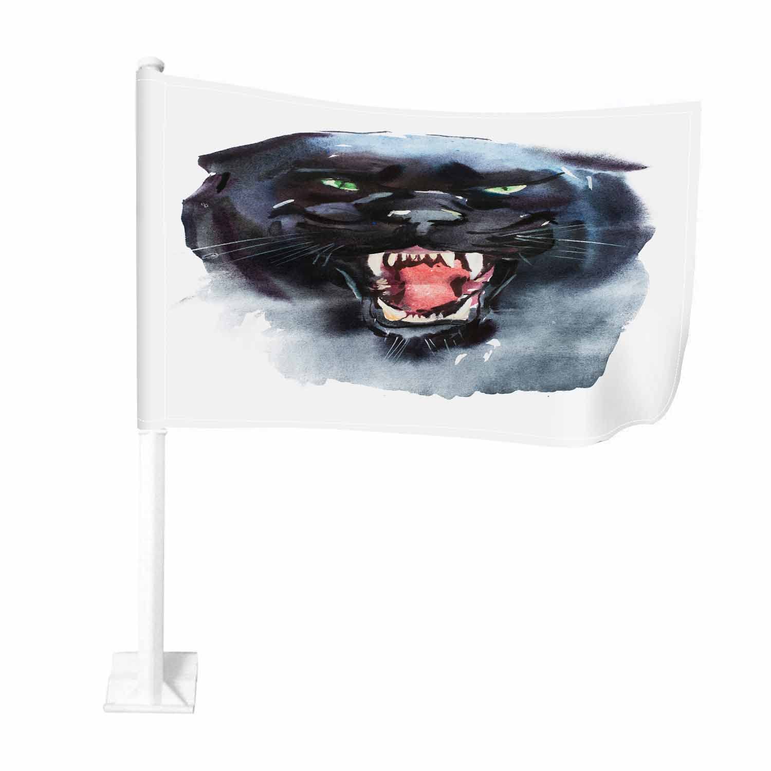 Beabes Panther Car Flag - Watercolor Angry Panther Design with Sharp Teeth, Double-Sided Vehicle Window Decoration for Cars, SUVs & Trucks - Perfect for Sports Events, Tailgating & Showing Team Spirit