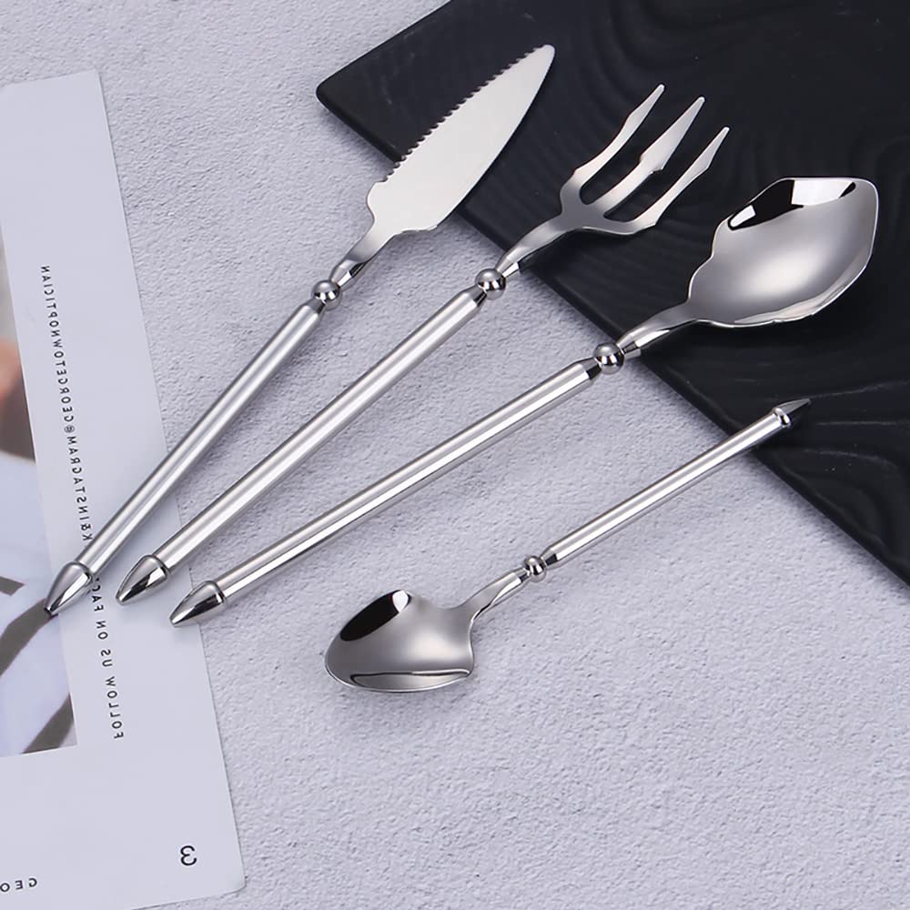 24-Piece Stainless Steel Flatware Set for 6 - Mirror Polished Modern Silverware Set for Family Dinner & Daily Use - Durable Tableware for Restaurants, Home Dining & Special Occasions