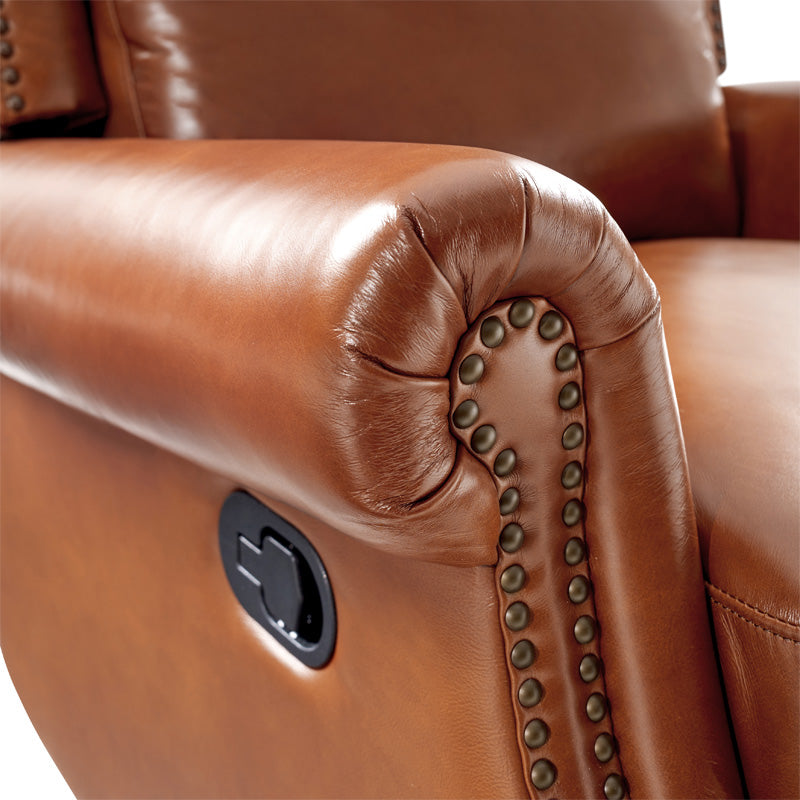 Martina Genuine Leather Manual Swivel Glider Recliner Chair - Comfortable Living Room Seating for Relaxing, Reading & Nursing