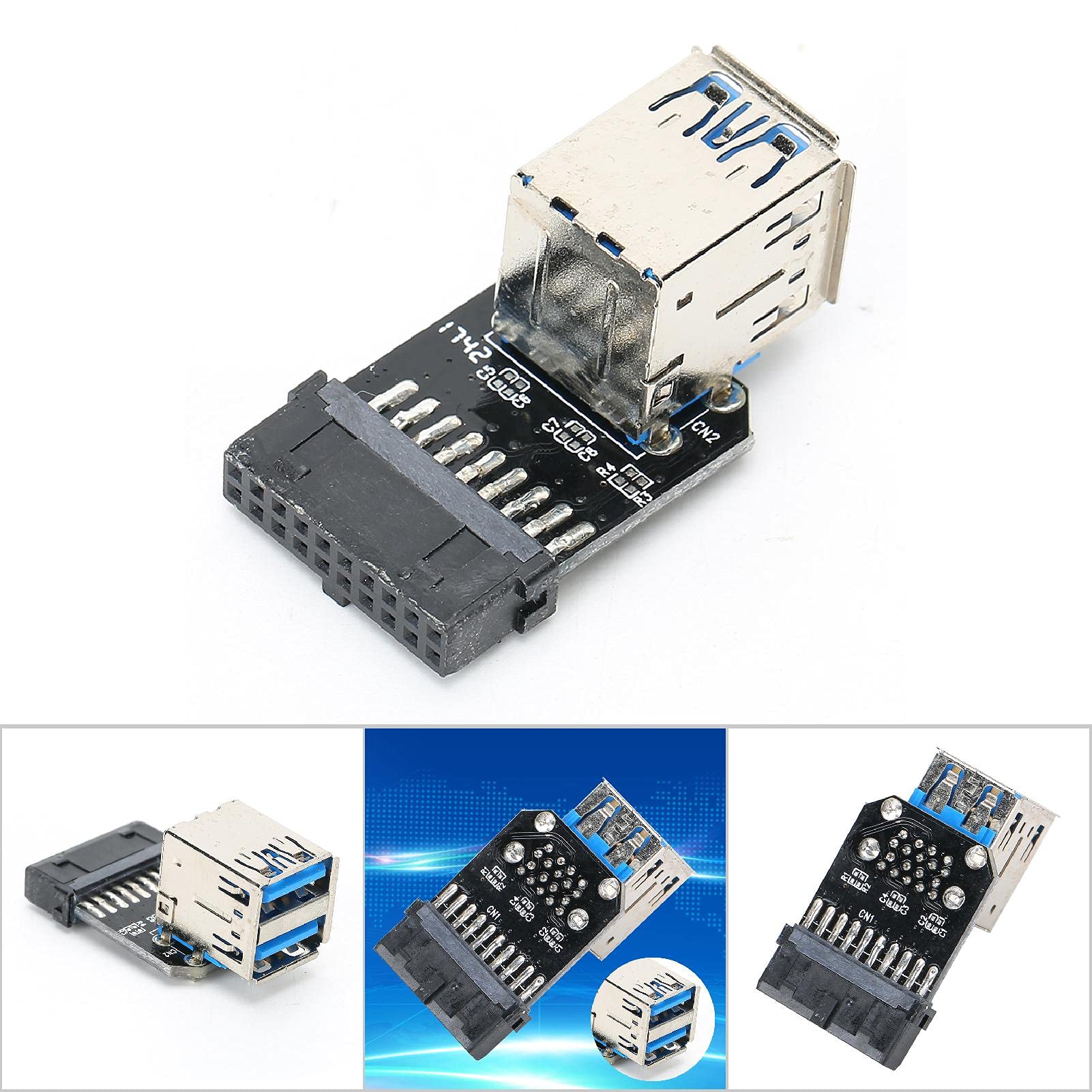 Bewinner USB 3.0 Adapter Converter - 19PIN to 2 Ports Internal USB Extension for Bluetooth & Computer Accessories (Black) | Perfect for Desktop PC Upgrades & Wireless Connectivity