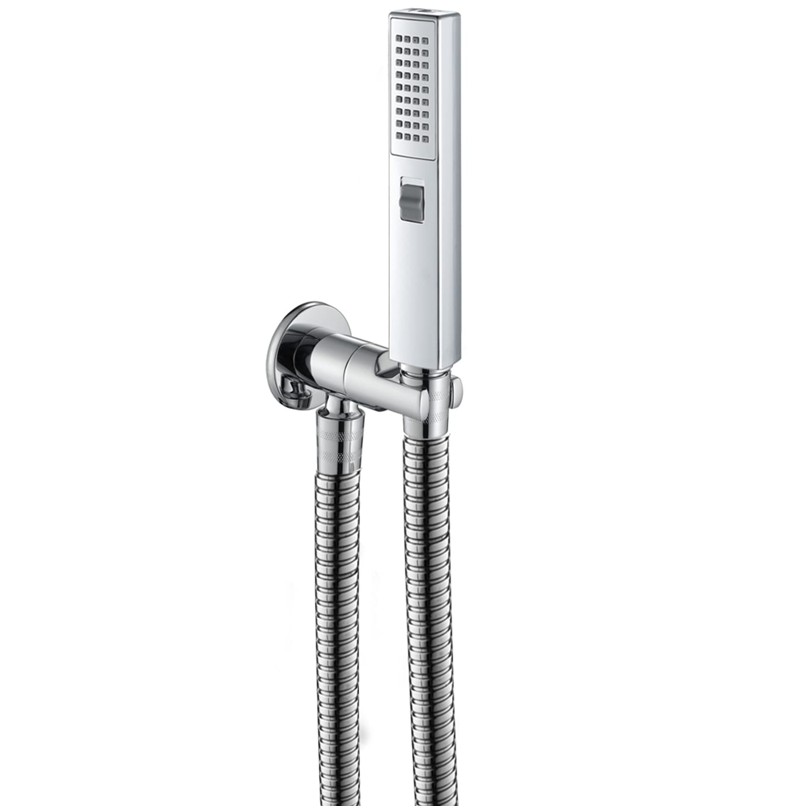 High-Pressure Handheld Shower Head with On/Off Switch - 1.5M Stainless Steel Hose & Brass Holder - Water Saving Square Rain Shower for Bathroom, Spa, and Pet Washing
