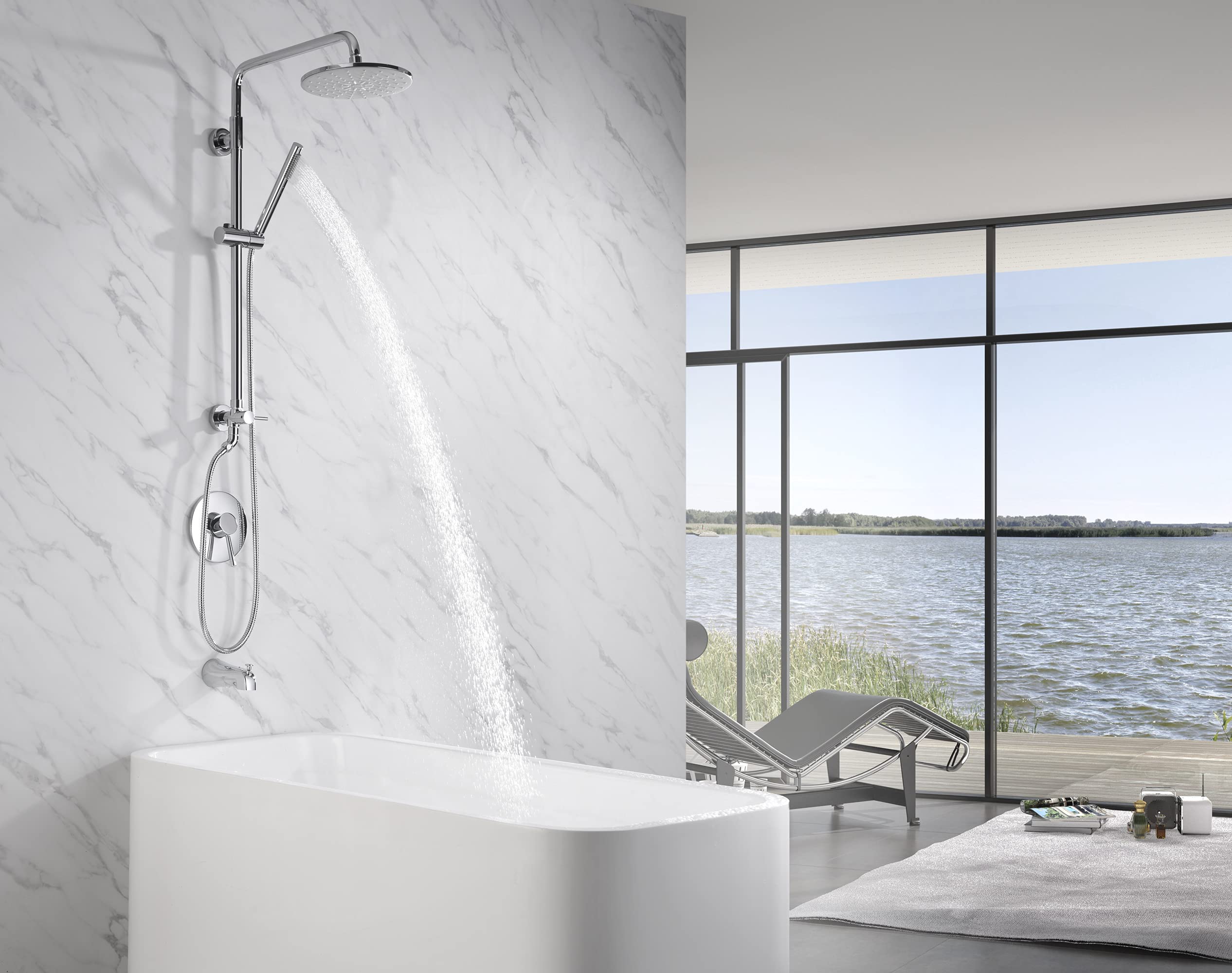 Premium 9 Inch Rain Shower Head System 2.5GPM - Chrome Finish Retrofit Showerhead for Luxurious Bathroom Upgrade | Perfect for Master Bath, Spa-Like Shower Experience & Water Conservation