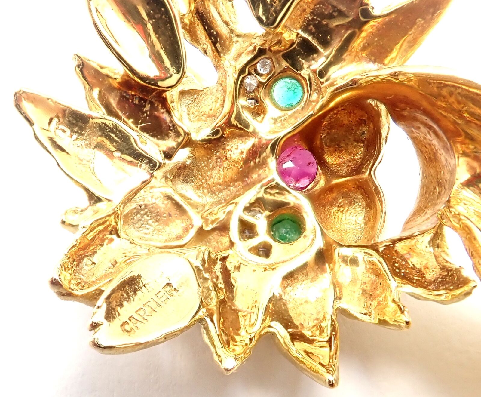 Authentic Cartier Whimsical Dragon Lion 18k Yellow Gold Diamond Ruby Brooch Pin - Luxury Vintage Jewelry for Collectors & Special Occasions