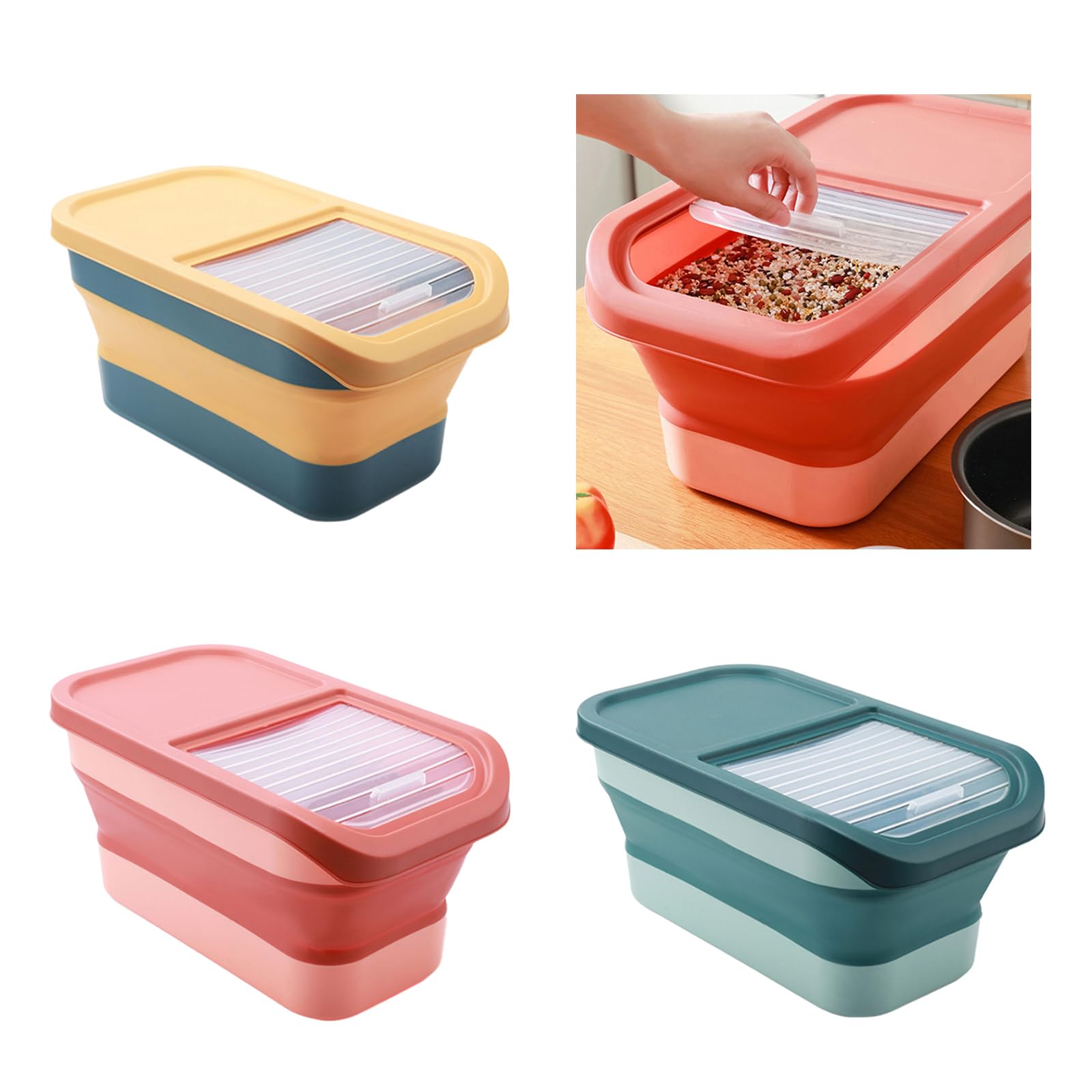 Foldable Food Storage Container with Lid - Airtight Seal for Dog Snacks, Meal Prep & Kitchen Organization | Portable, Space-Saving Design for Travel, Camping & Home Use