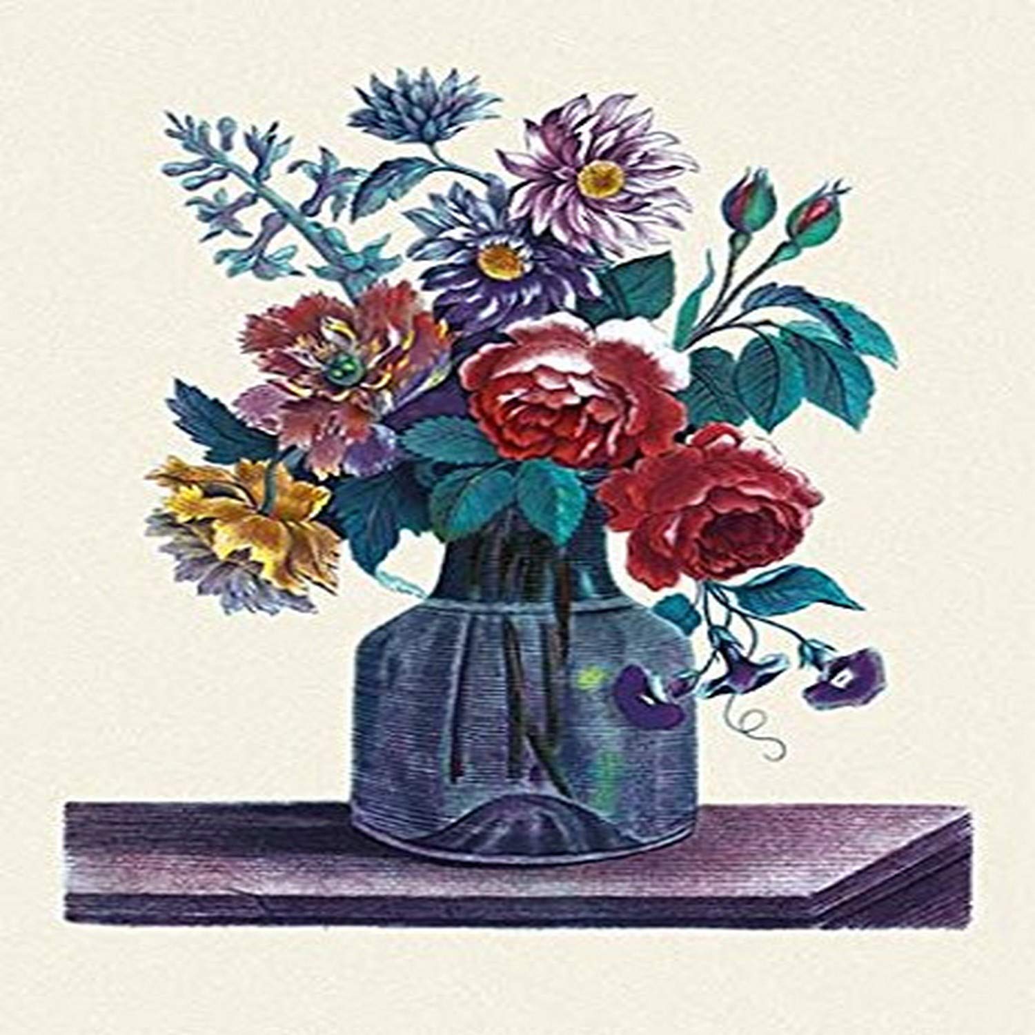 Buyenlarge 'Vase of Flowers' Floral Art Print Poster - 20x30 Inches Wall Decor for Living Room, Bedroom & Office - Vintage Flower Painting Reproduction for Home Decor