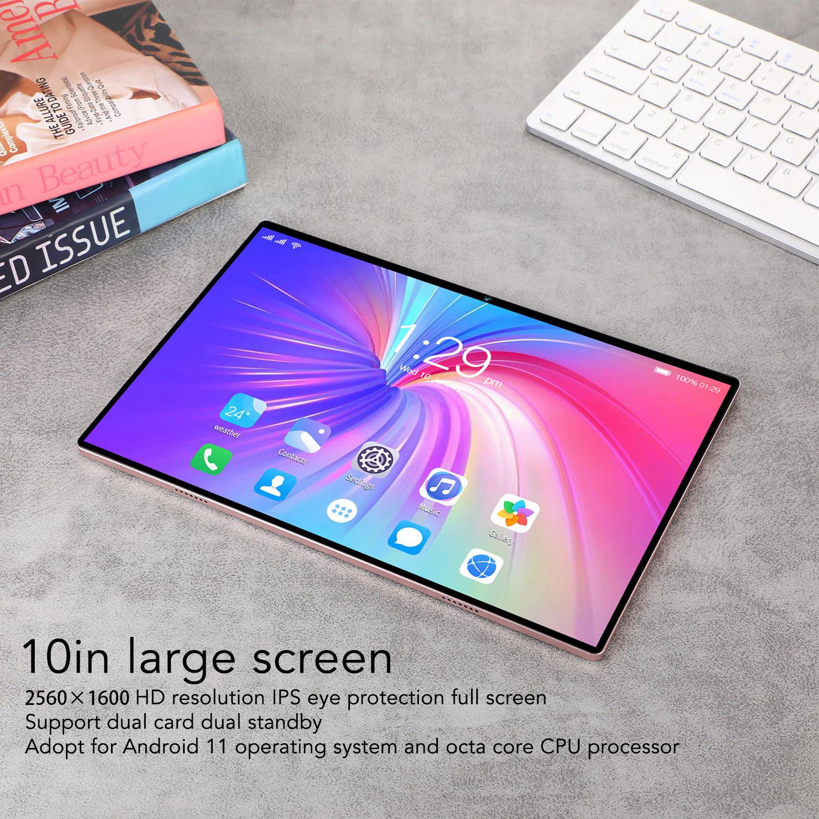 Jectse 10-inch Android Tablet with 2.4G/5G WiFi, HD Display, 6GB RAM & 128GB Storage, Dual SIM, 8800mAh Battery - Perfect for Work, Study, and Entertainment on the Go
