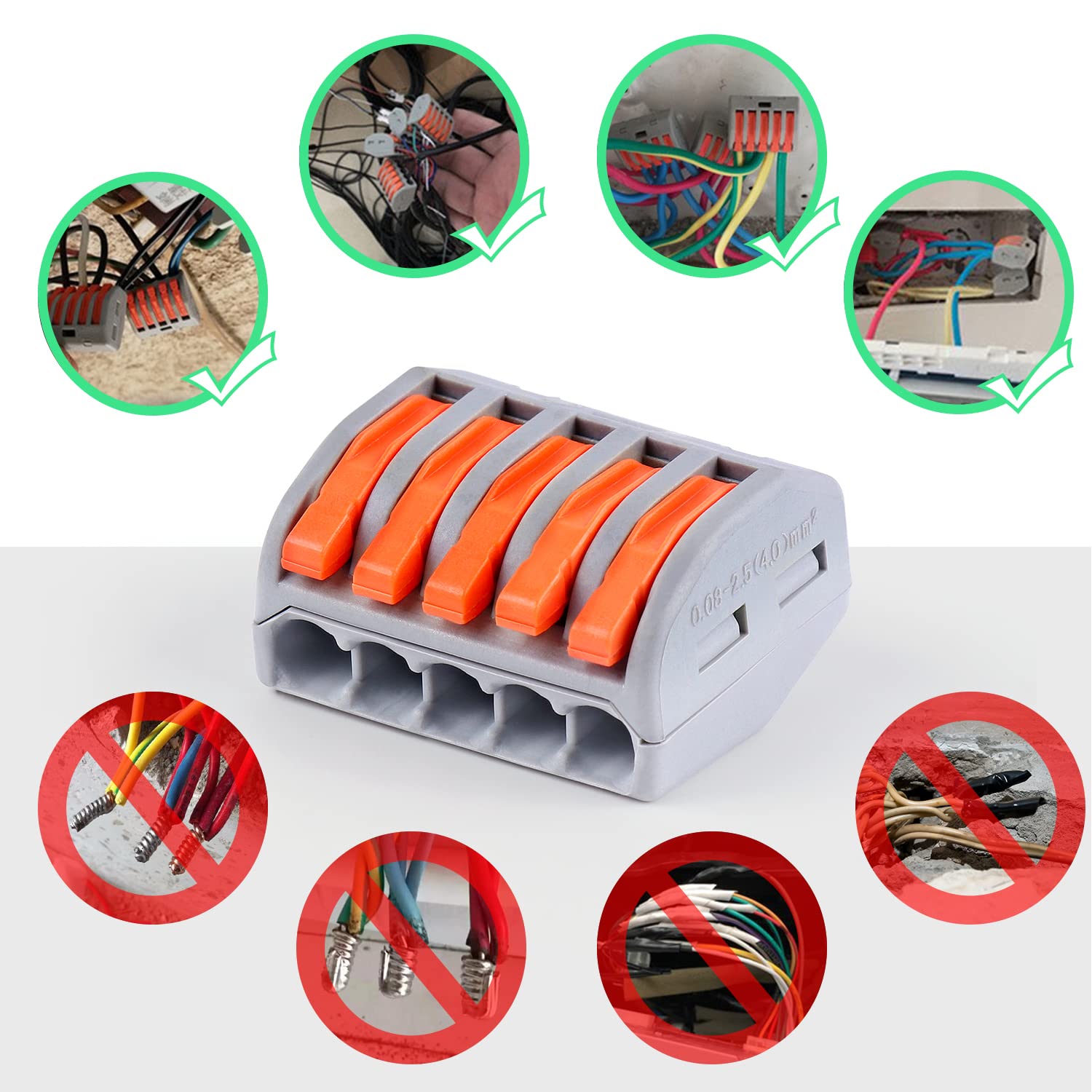165pcs Lever Wire Nut Connectors - 2/3/4/5 Port Quick Splice Electrical Connectors for Solid & Stranded Wires | Secure Wiring for Home, Office & DIY Electrical Projects