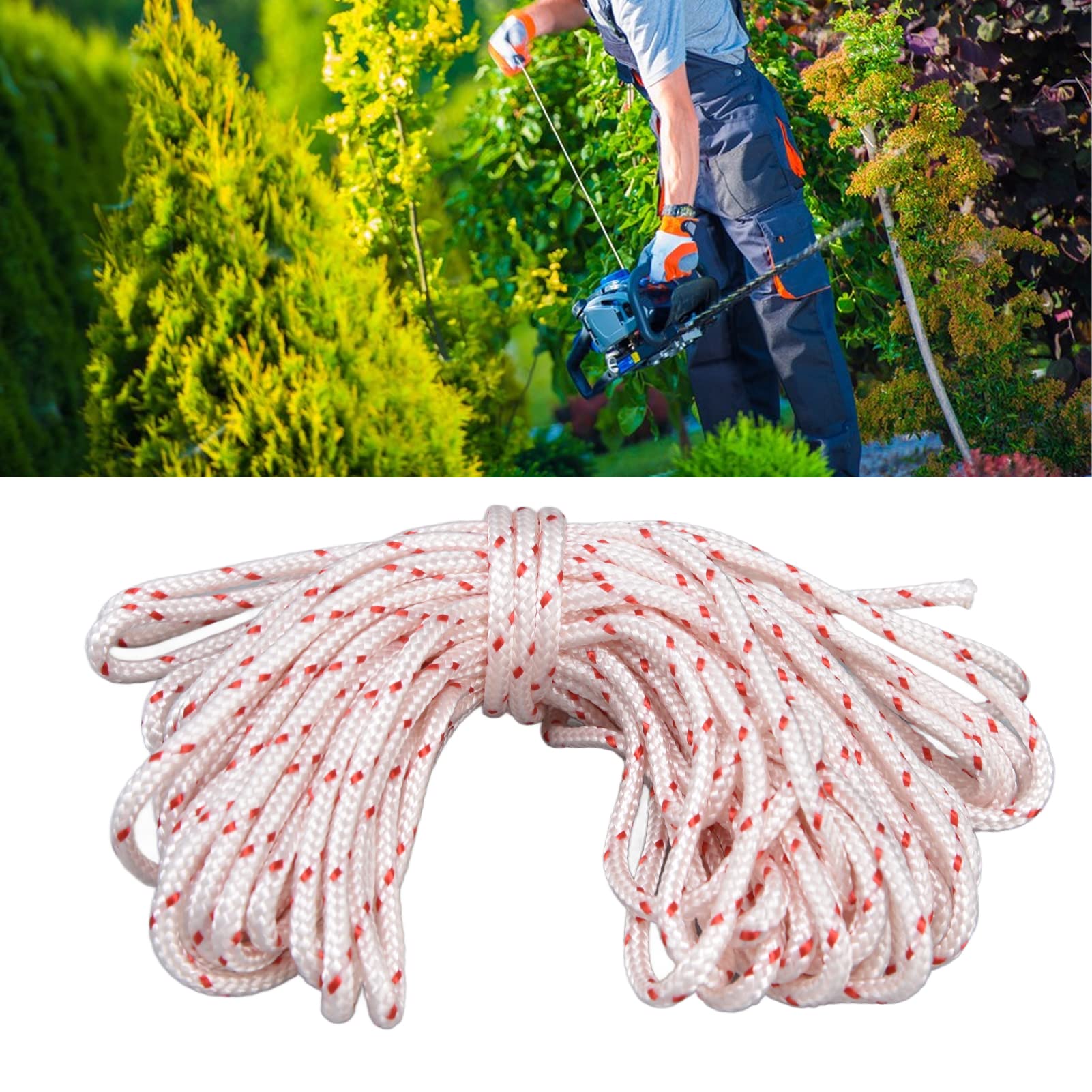 4.0mm Nylon Recoil Starter Rope - 10M Lawn Mower Pull Cord Replacement for Chainsaw, Trimmer & Outdoor Power Tools - Durable & Weather-Resistant for Easy Engine Starting in All Conditions