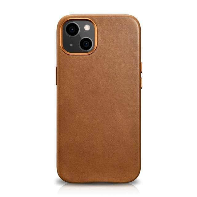 ICARER Retro Genuine Leather iPhone 13 Case - Premium Cowhide Protective Cover for iPhone 13 | Durable & Stylish Phone Case for Everyday Use, Office & Travel