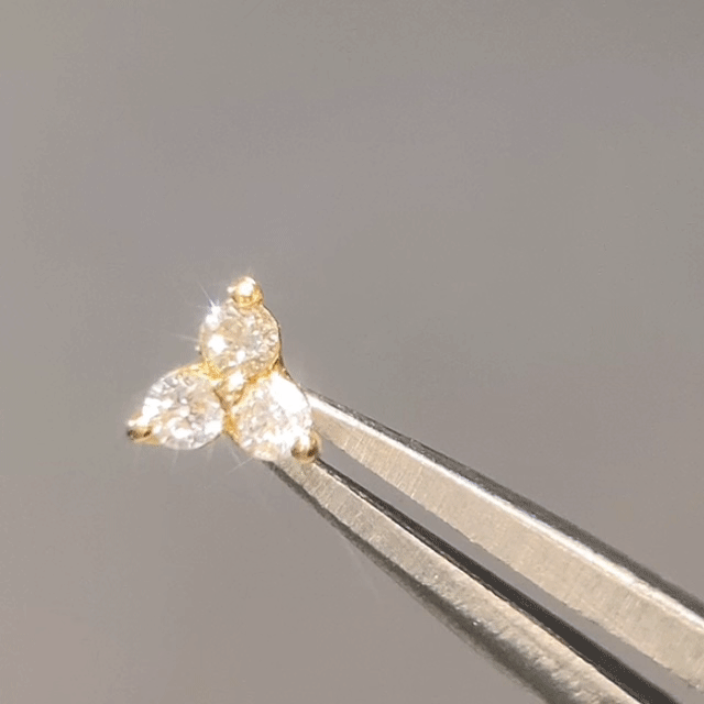 14K Yellow Gold Flat Back Diamond Trinity Earrings - Elegant Stud Earrings for Women, Perfect for Daily Wear, Parties & Special Occasions