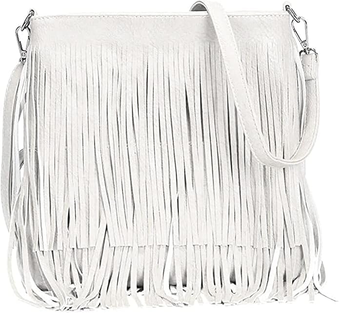 BOOM Prime Women's Crossbody Bag Faux Leather Designer Purse with Fringe Tassel - Medium Size Shoulder Bag for Travel, Work, Shopping & Parties | Stylish Hobo Handbag for Everyday Use & Special Occasions