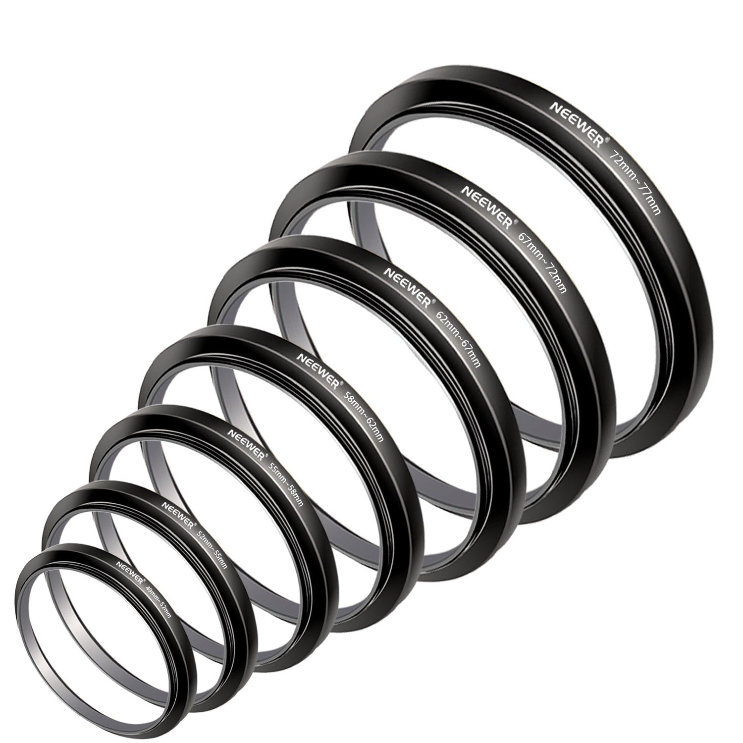 NEEWER 7-Piece Step-Up Lens Filter Adapter Rings Kit for DSLR & Mirrorless Cameras - Perfect for Photography, Videography & Outdoor Shooting