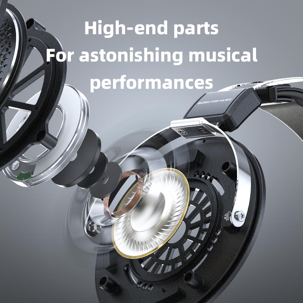 FiiO/JadeAudio JT1 Professional Studio Headphones - 50mm Drivers, Hi-Res Audio, Detachable Mic for Recording, Gaming & Music Production - Perfect for Home Studios, Podcasting & Competitive Gaming