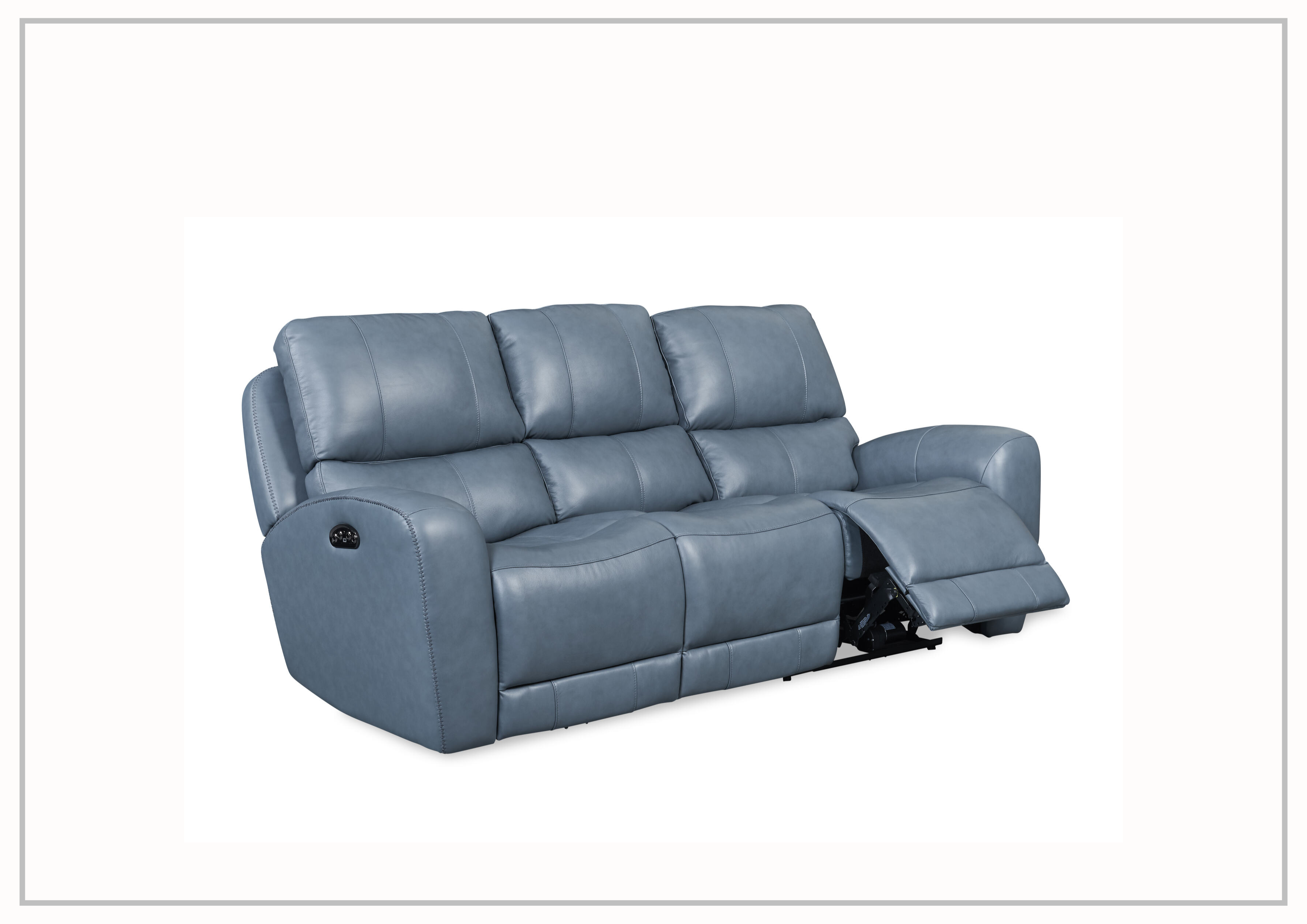 Gio Italia Home Bristol Power Reclining Leather 3-Seater Sofa in Blue - Modern Living Room Furniture for Relaxation & Entertainment