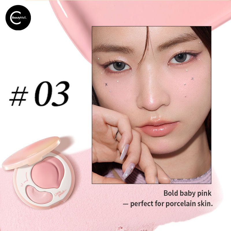 Little Ondine Peach Highlighter Duo - Natural Glow Makeup Set for Cheeks & Eyes | Perfect for Everyday Wear & Special Occasions