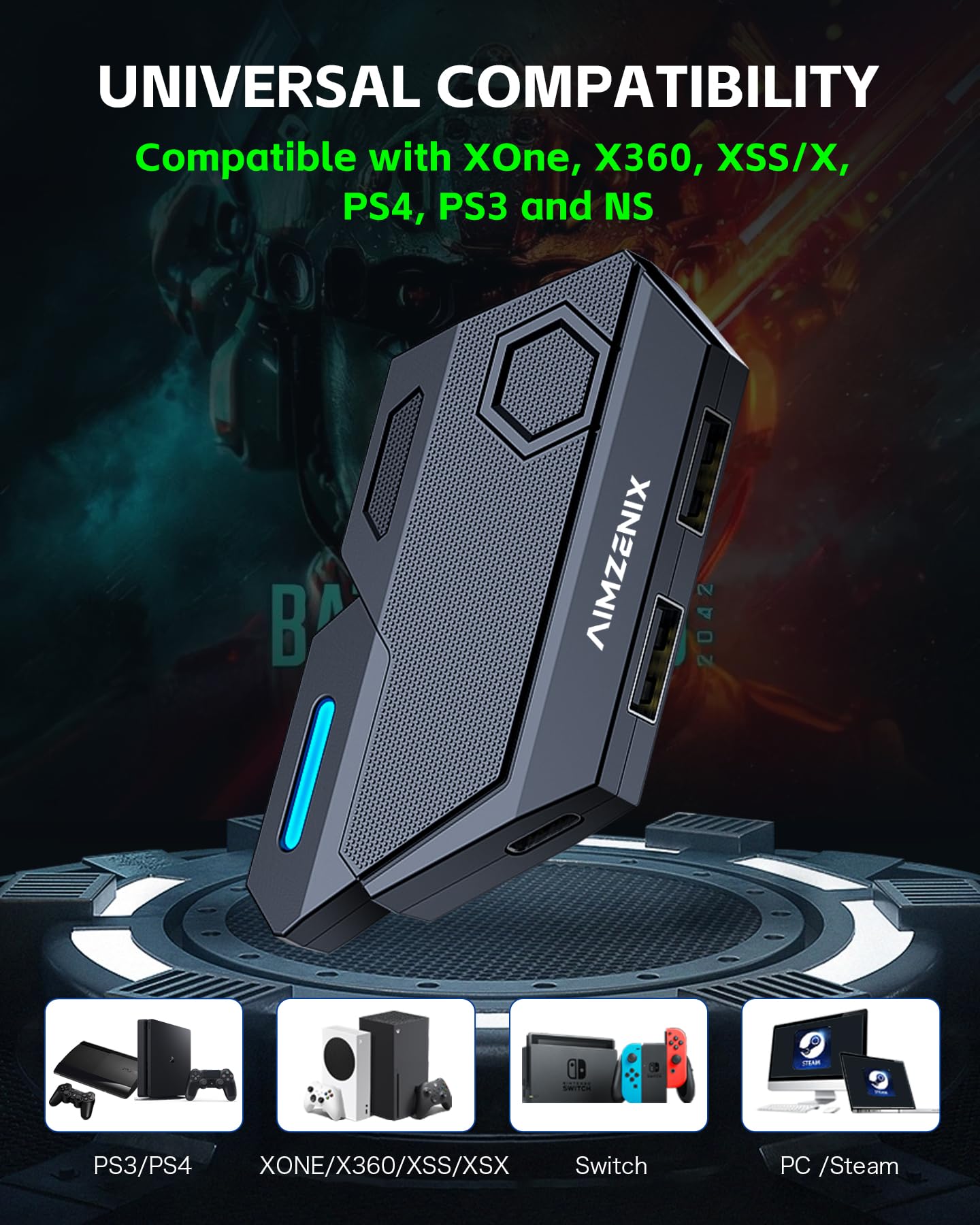 Blader Emulator Console - Keyboard & Mouse Adapter for Xbox One/Series X/S, PS4/PS3, Nintendo Switch - Custom Key Mapping, Plug & Play - Perfect for FPS Gaming & Competitive Esports