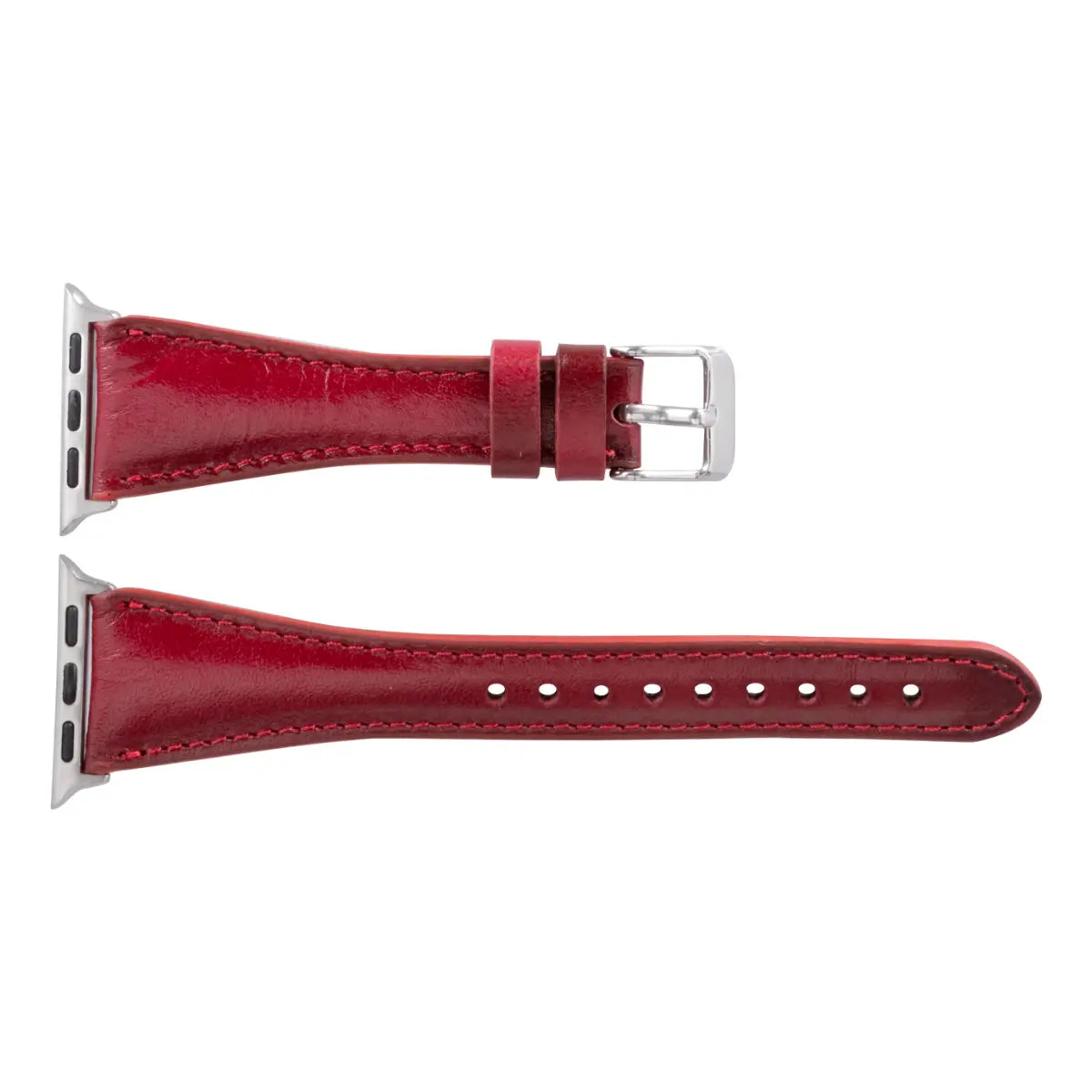 Burnished Red Leather Slim Apple Watch Band - Premium Replacement Strap for Apple Watch Series 9/8/7/6/SE - Fashionable & Comfortable for Workouts, Office & Everyday Wear