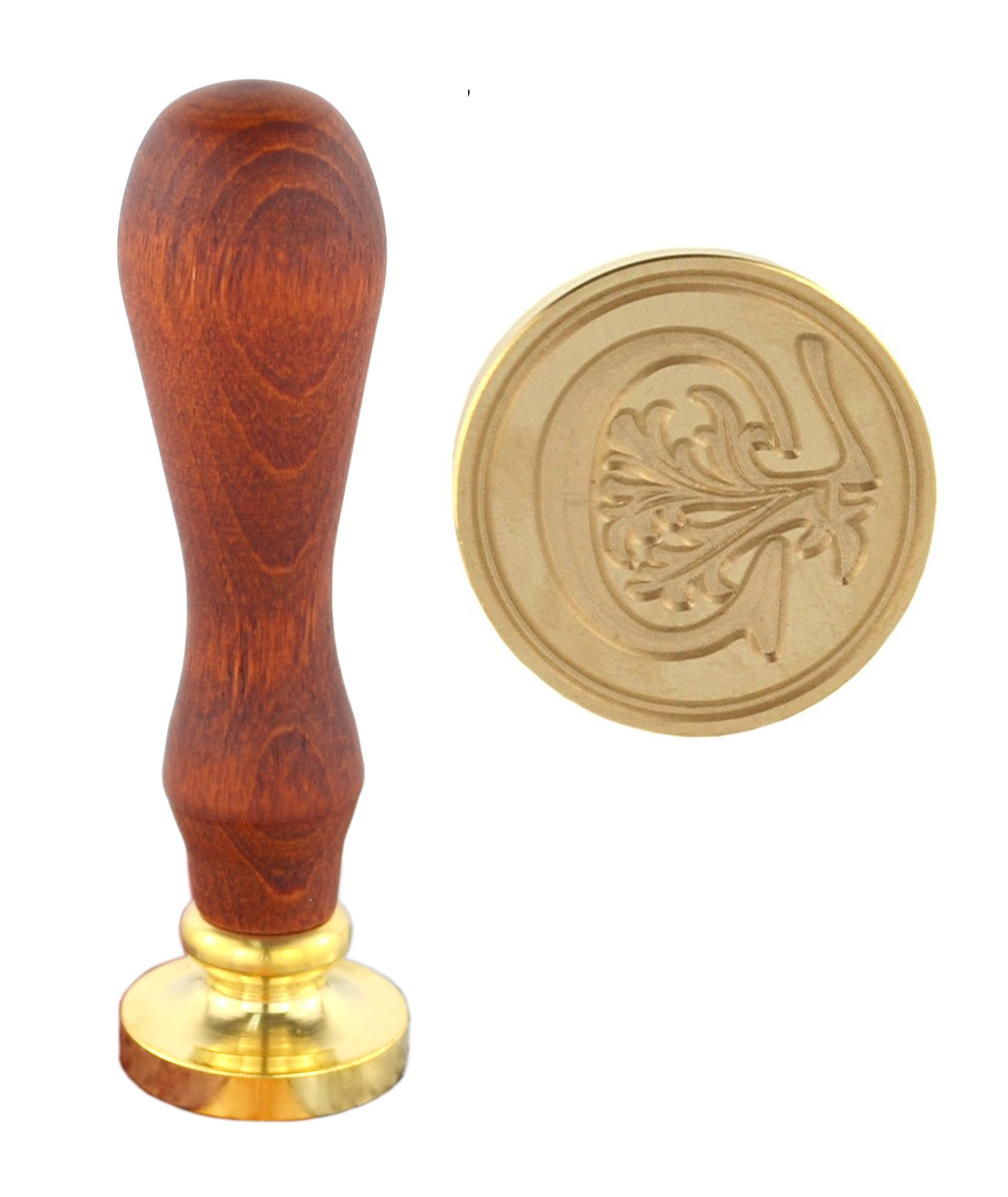 Samyo Vintage Brass Alphabet Wax Seal Stamp - Personalized Initial Letter C for Wedding Invitations, DIY Crafts & Romantic Gifts - Handmade Wooden Wax Sealing Kit