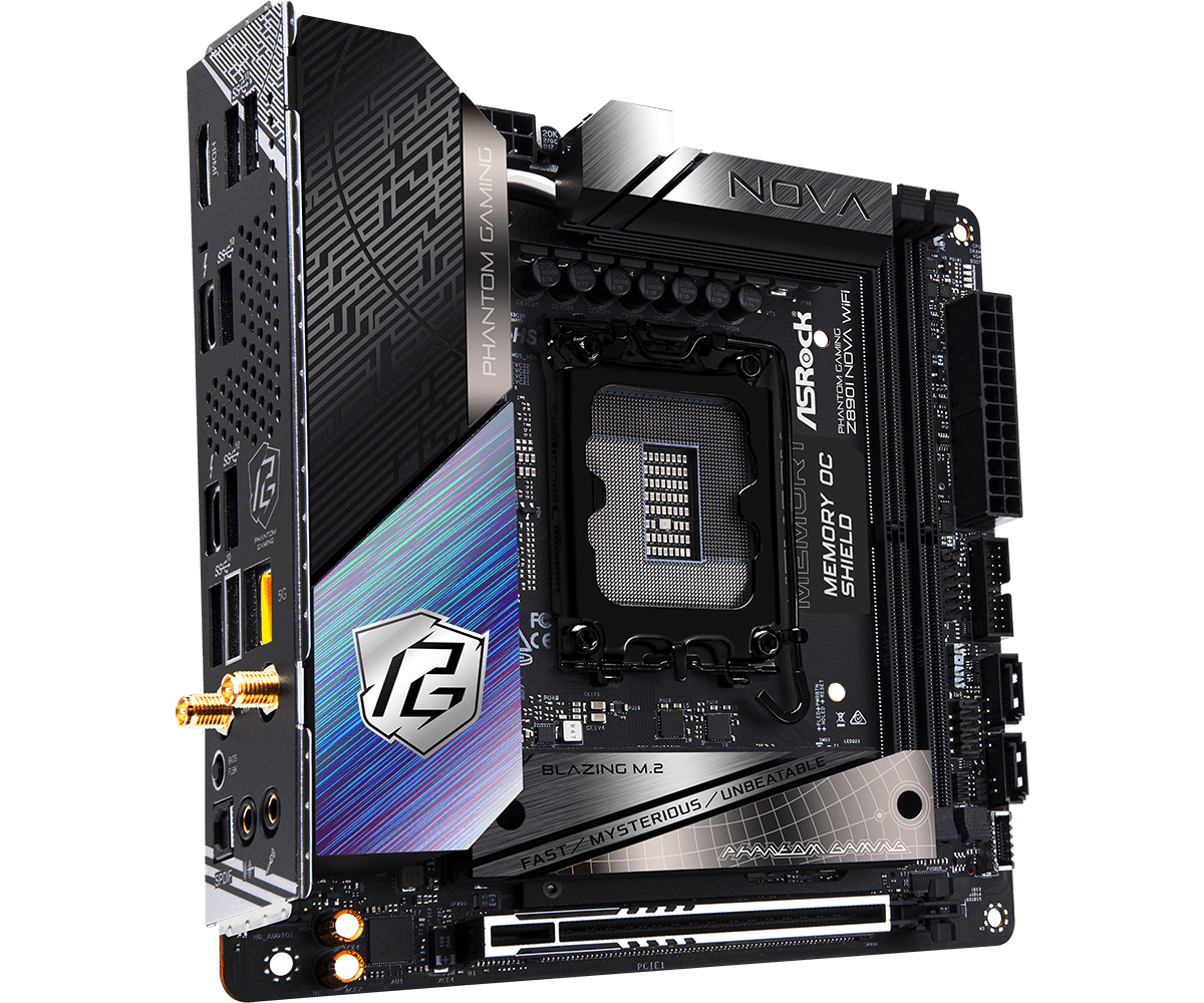 ASRock Z890I Nova WiFi Mini ITX Motherboard - Intel LGA 1700 Socket, DDR5, PCIe 5.0, Dual M.2, WiFi 6E - Perfect for Compact Gaming PCs & Home Theater Builds