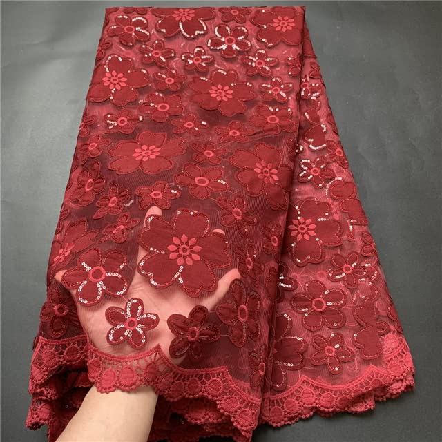 Premium African Lace Fabric with Embroidery - Swiss French Tulle Cotton Wedding Dress Material (2.5Yards/5Yards) for Bridal Gowns, Party Dresses & Special Occasions | Perfect for DIY Wedding Attire, Evening Gowns & Formal Events