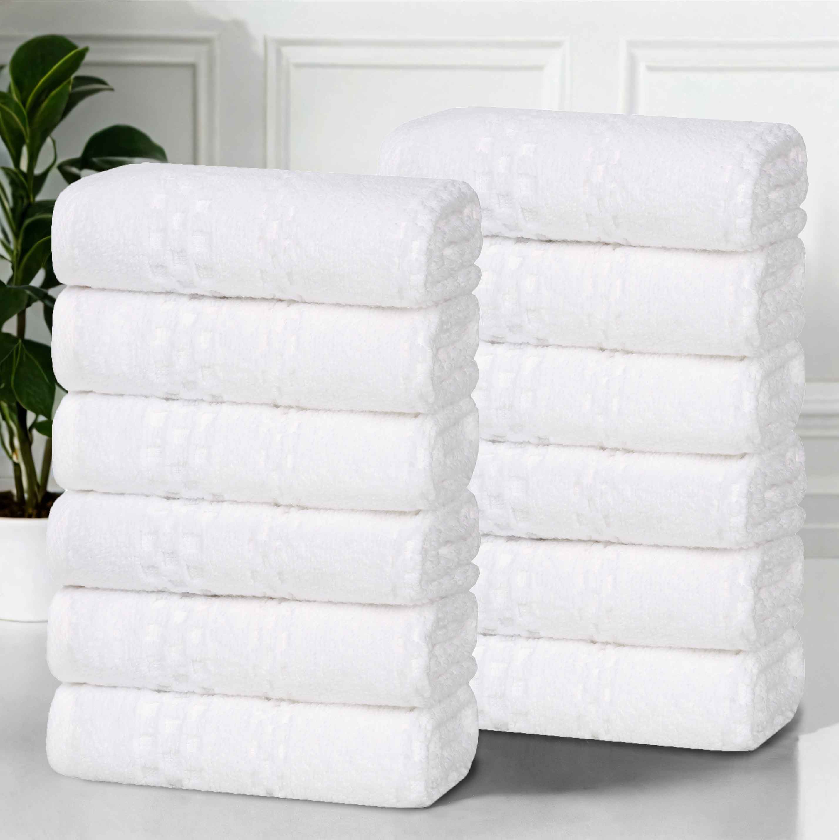 Playa Zero Twist Cotton Solid Waffle Textured Face Towels - Set of 12 | Soft & Absorbent Bath Towels for Spa, Gym & Travel | Eco-Friendly Home Essentials