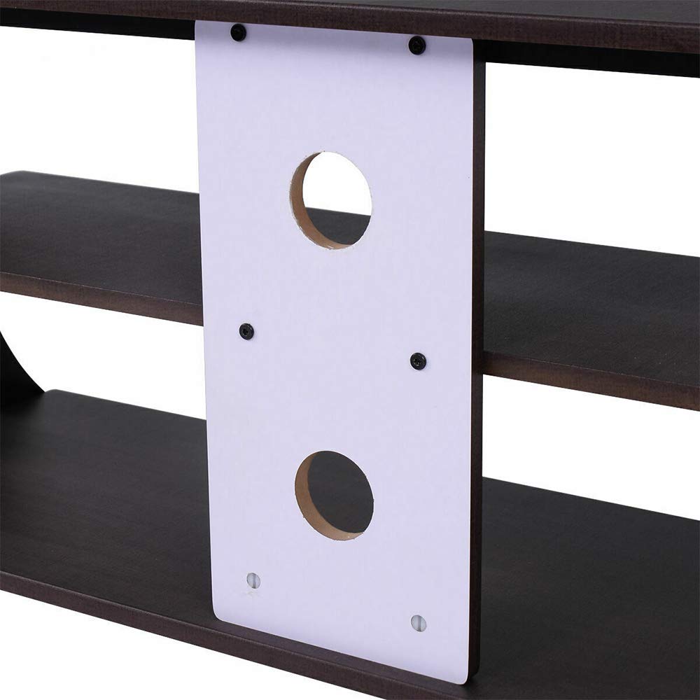 Dark Brown 3-Tier TV Stand Entertainment Center with Storage - MDF PVC Steel Media Console Cabinet 45.5