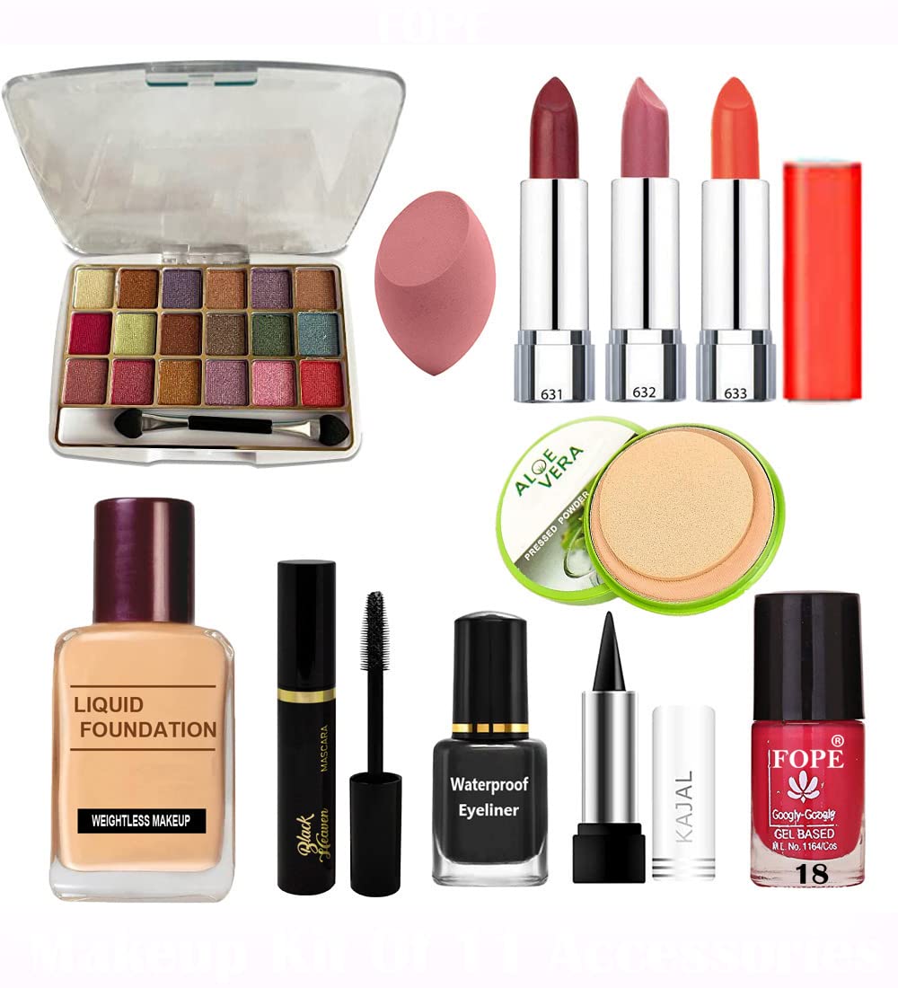Fope Complete Travel Makeup Kit for Women & Girls - Portable Cosmetic Set with Essentials (Model S19K04A2055) | Perfect for Vacations, Business Trips & On-the-Go Touch Ups