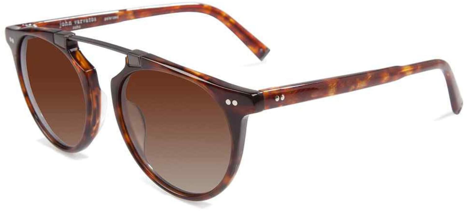 John Varvatos Men's V602 Polarized Round Sunglasses - UV Protection, Classic Aviator Style for Driving, Travel & Outdoor Activities