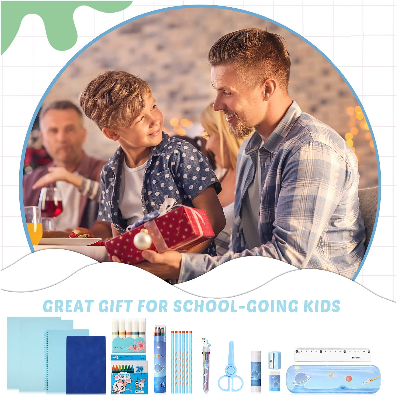 Sabary 58 Pcs Back to School Supply Kit for Girls - Complete Classroom Essentials Set with Folders, Notebooks, Pencils, Pens, Ruler, Scissors & More (Blue) - Perfect for Grades K-12 Students, Homeschooling & Teacher Supplies