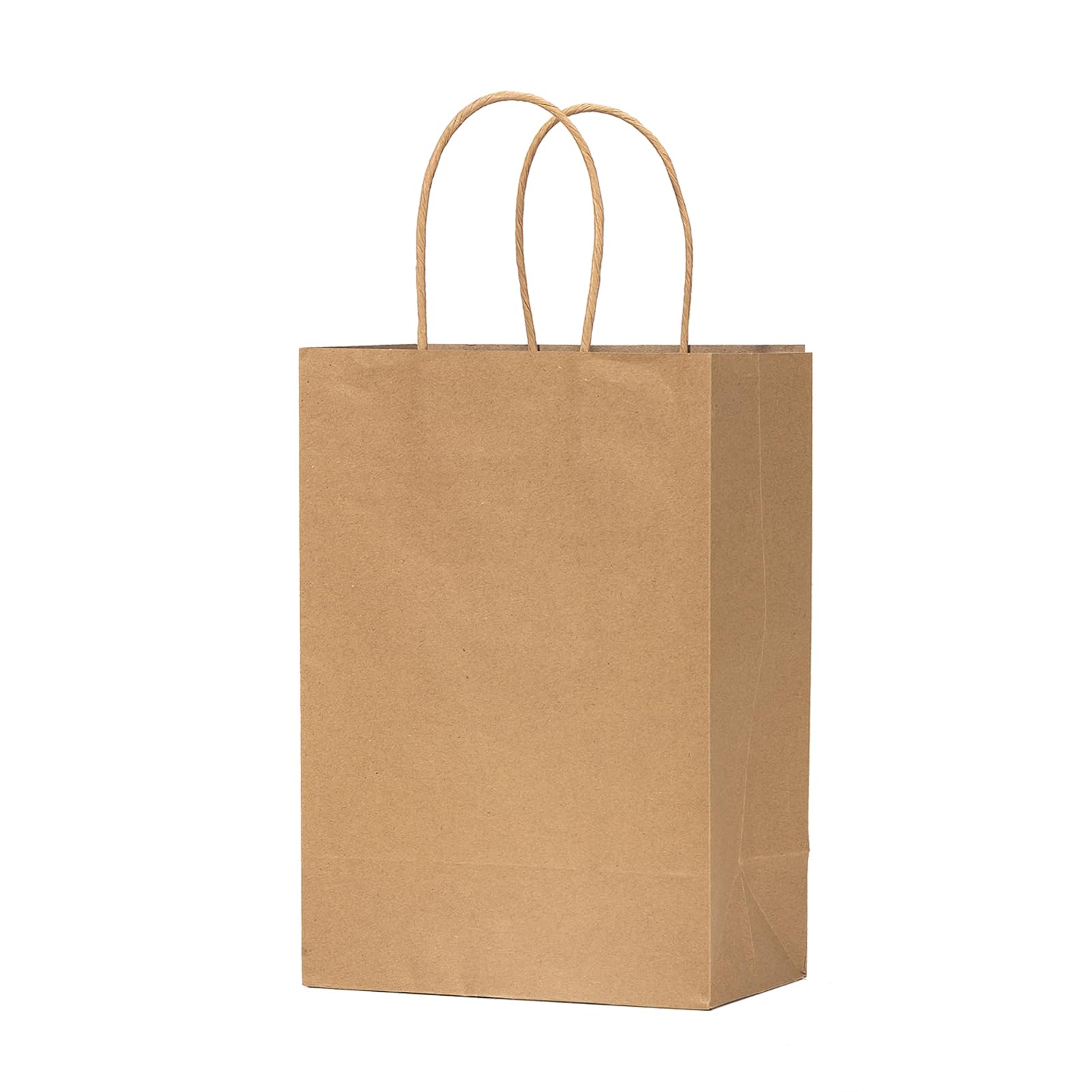 Vanhel 50-Pack Brown Kraft Gift Bags with Handles - 8x4.25x10.5 Inch Bulk Shopping Bags for Parties, Retail, Merchandise & Favors | Eco-Friendly Paper Bags for Birthday Gifts, Wedding Favors & Store Packaging