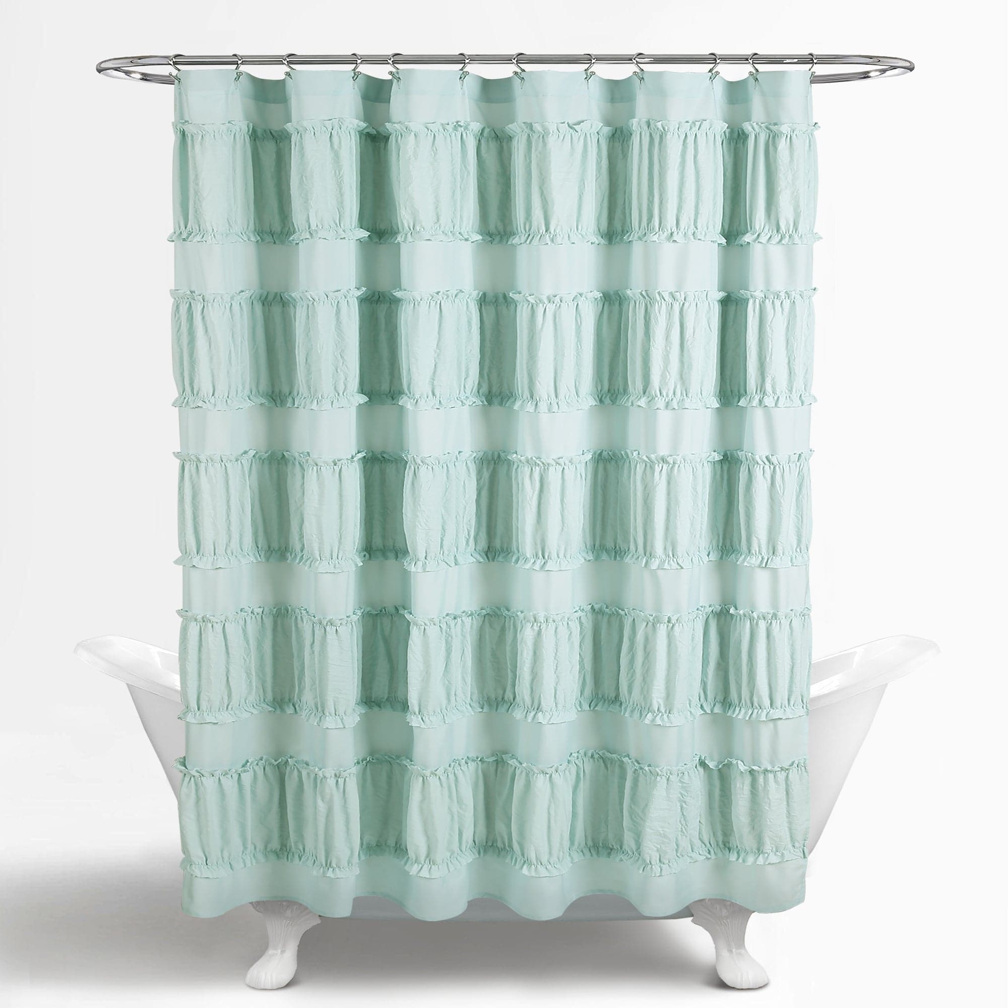 Nova Ruffle Shower Curtain - Waterproof Bathroom Decor with Elegant Ruffles for Modern Home, Perfect for Bathroom, Guest Room, and Spa Retreat