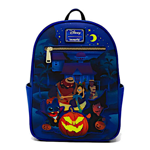Disney Loungefly Lilo & Stitch Glow in The Dark Halloween Mini Backpack for Trick or Treating - Cute Cosplay Accessory for Disney Fans & Halloween Costumes