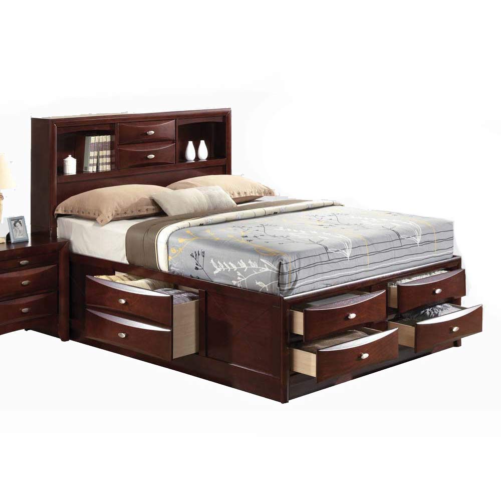 HABITRIO King Size Storage Bed Frame - Solid Wood Platform Bed with Bookcase Headboard, 6 Drawers & Wooden Slats | No Box Spring Needed | Espresso Finish | Perfect for Master Bedroom & Guest Room Organization