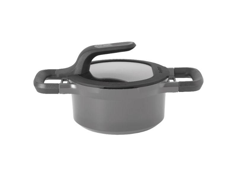 BergHOFF GEM 6.25 Qt Non-Stick Covered Stockpot with Lid - 1.6 Quart Gray Saucepan for Cooking, Boiling & Stewing - Perfect for Soups, Pasta & Family Meals
