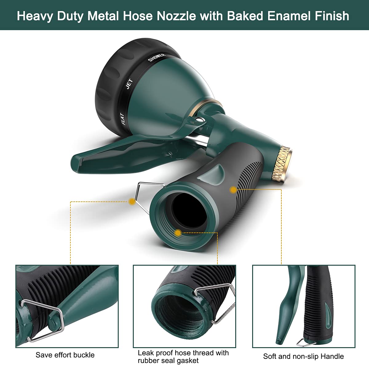 FANHAO Heavy Duty Garden Hose Nozzle & Tool Set - 8-Piece Outdoor Watering Kit with Spray Nozzle, Pruner, Trowel for Lawn, Garden, Flower Beds - Perfect for Watering Plants, Landscaping, Home Gardening