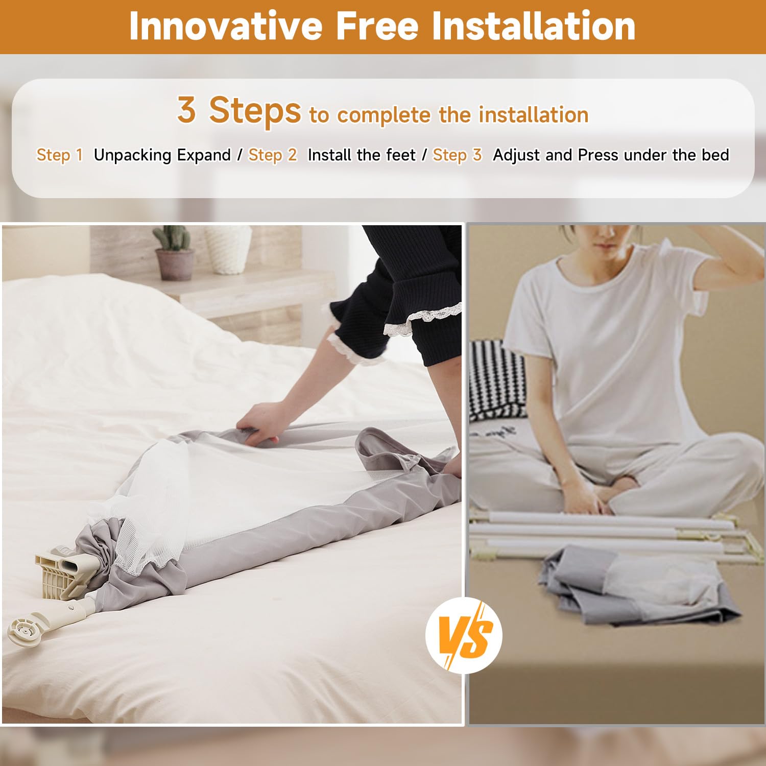 Foldable Bed Rails for Toddlers & Kids - Quick Assembly, Height Adjustable Safety Bed Guard with Sturdy U-Shape Base (2 Sides 78.7