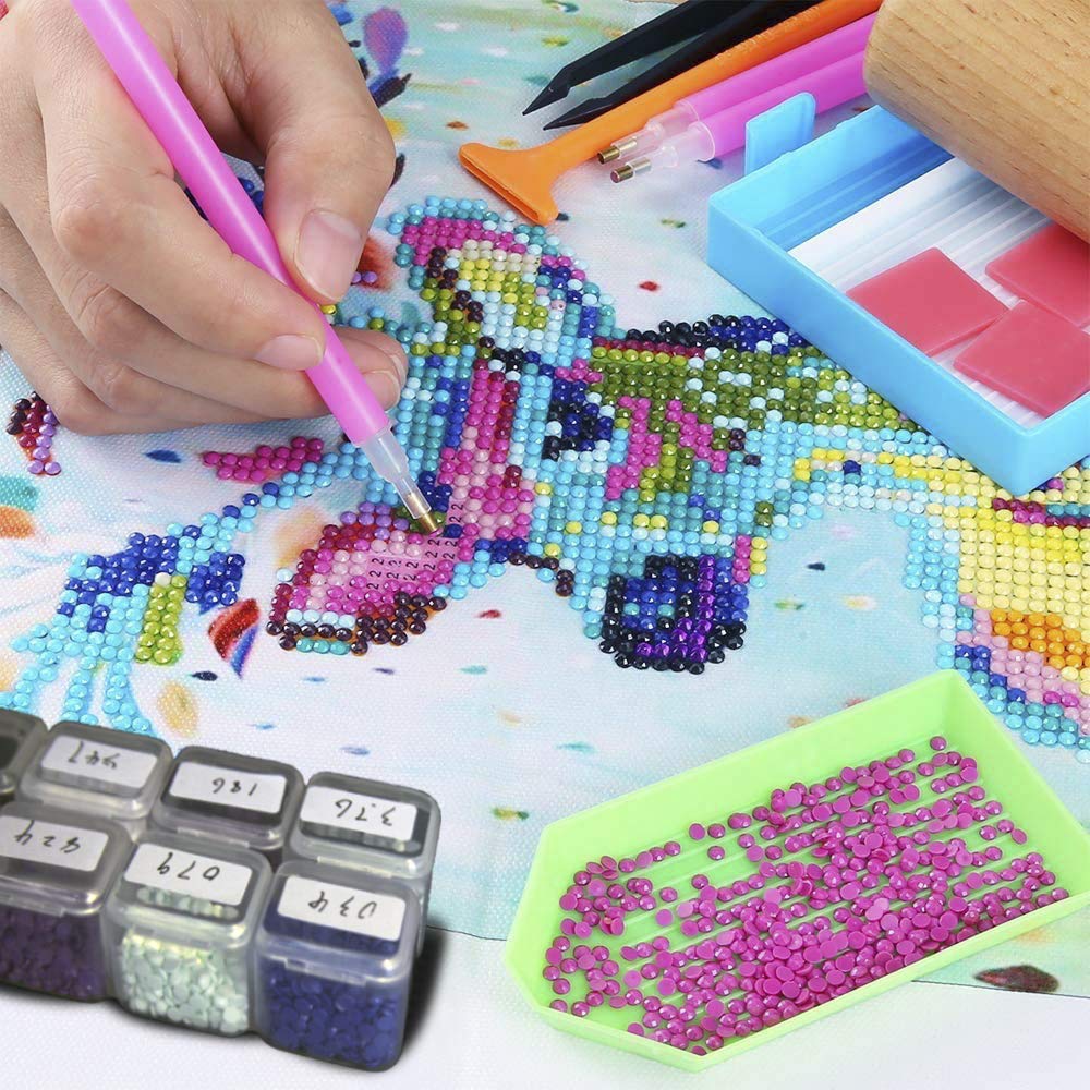 2-Pack 28 Slot Diamond Painting Storage Containers - Portable Plastic Bead Organizer Box with Tools & Accessories Kit for 5D Full & Partial Drill Diamond Art - Perfect for Crafting, DIY Projects & Home Decor