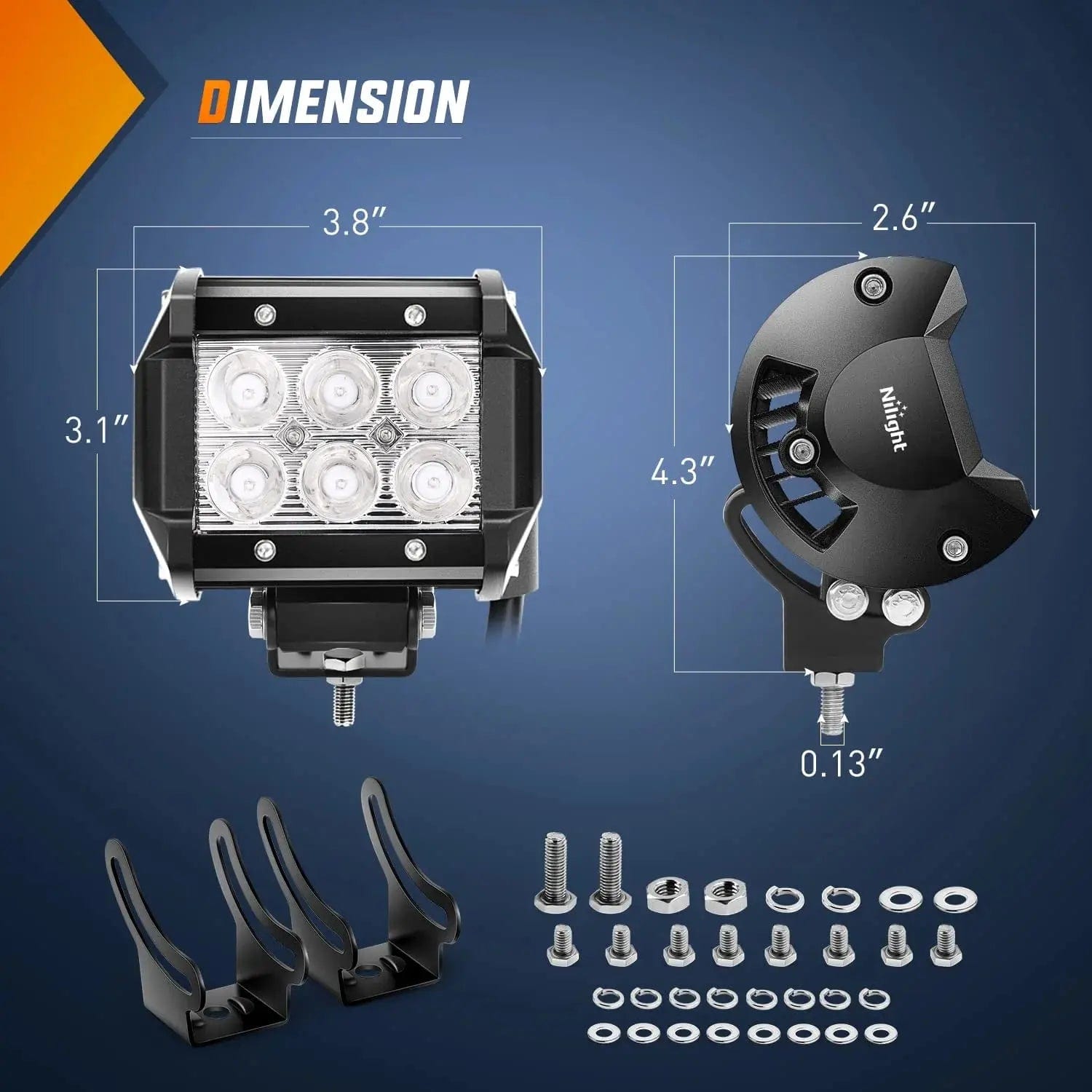 4 Inch 18W 1260LM Double Row Blue Spot LED Pods (Pair) - High Power Off-Road Lighting for Trucks, ATVs, Boats & Emergency Vehicles
