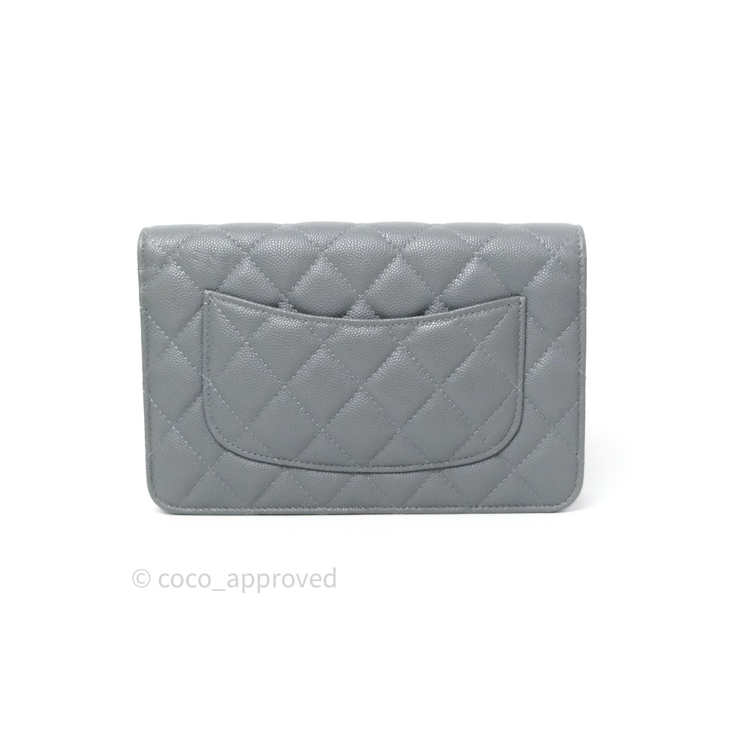 Chanel Caviar Quilted Wallet on Chain WOC in Grey with Light Gold Hardware - 20C Collection | Luxury Crossbody Bag for Women, Perfect for Evening Events & Daily Use