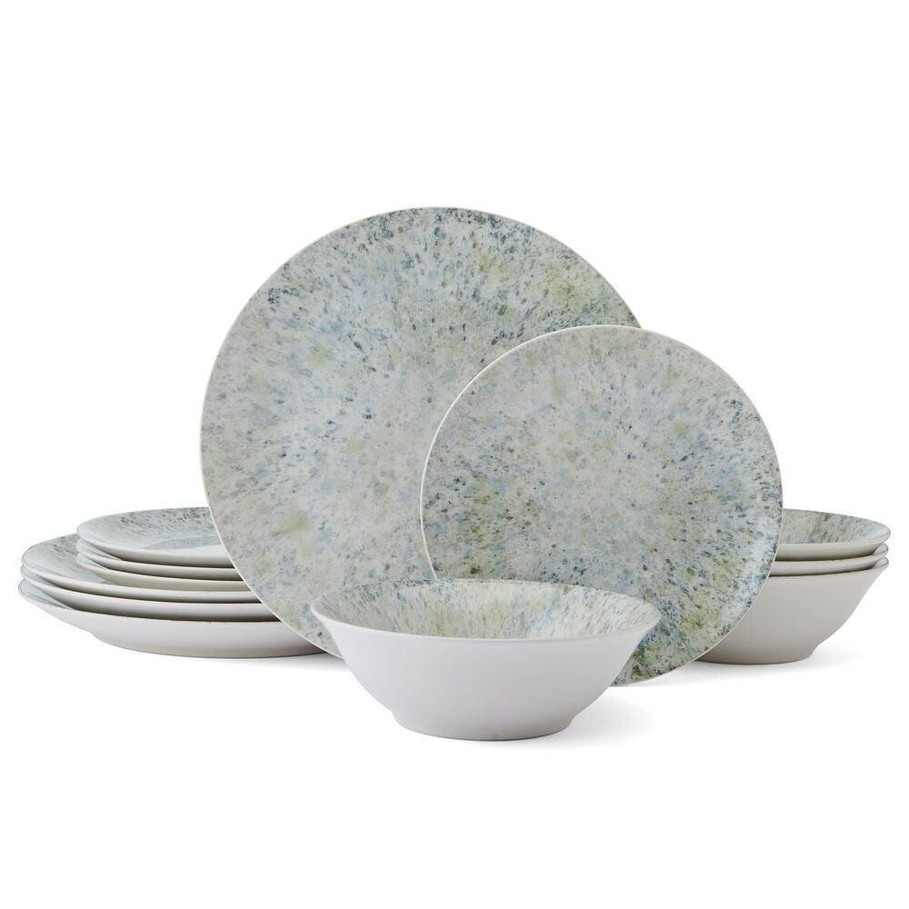 Warren 12-Piece Dinnerware Set - Service for 4 People, Porcelain Plates, Bowls & Mugs, Elegant Dinner Set for Family Meals, Parties & Daily Use