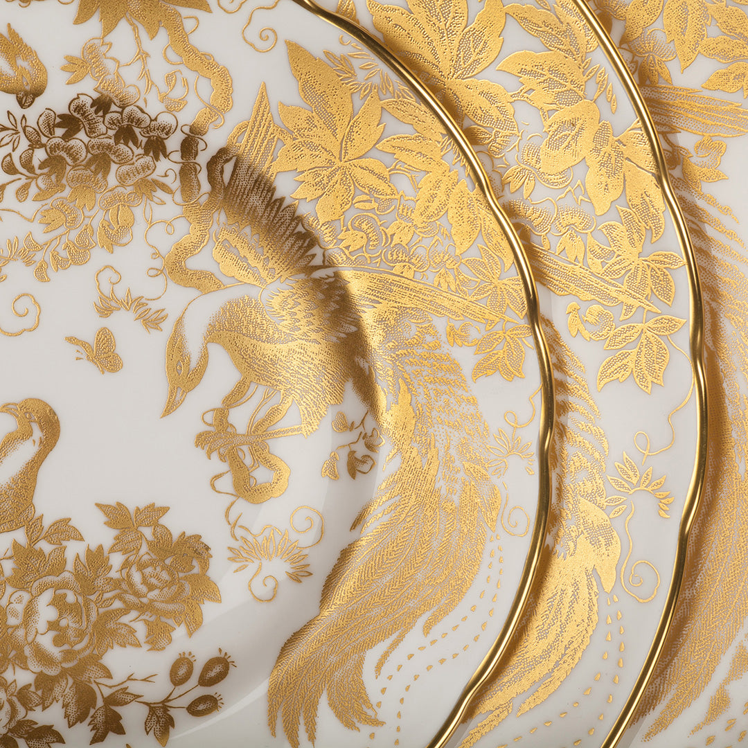 Premium Aves Gold 10-Inch Elegant Dinner Plates - Set of 6, Fine Porcelain for Formal Dining, Wedding, Anniversary & Special Occasions