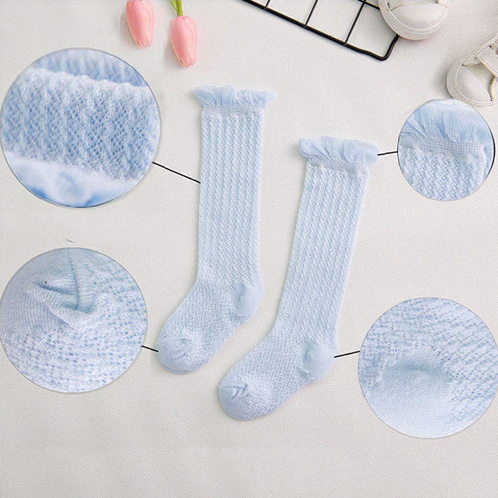 Bluelans Baby Knee High Socks for Girls 0-3 Years - Soft Cotton Lace Top Thigh High Socks for Toddlers & Infants - Perfect for School, Playtime & Special Occasions