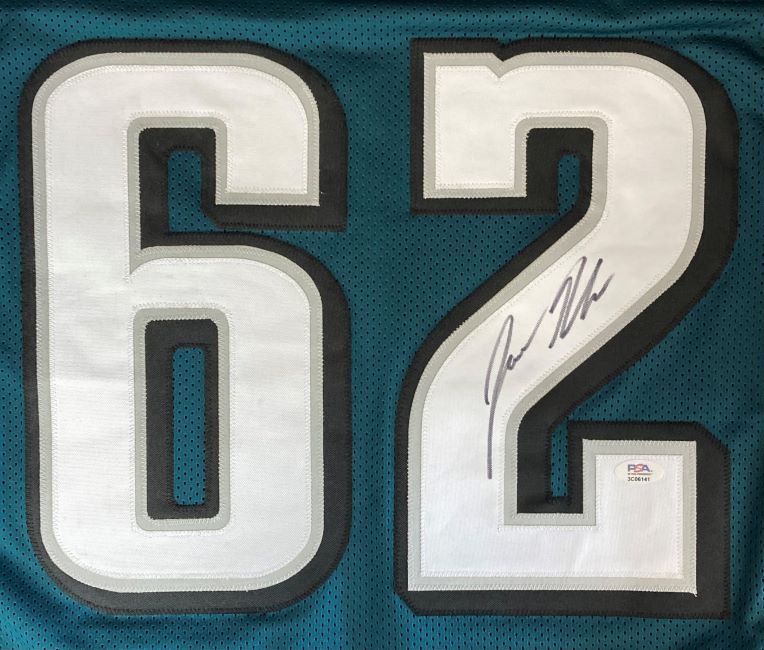 Authentic Jason Kelce Philadelphia Eagles Signed Green Football Jersey with PSA ITP Hologram - Perfect for Eagles Fans, Sports Memorabilia Collectors, and Game Day Display