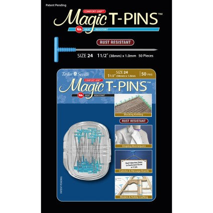 Magic T Pins - 50 Pack of Stainless Steel Sewing Pins for Quilting, Fabric, and Crafting - Perfect for DIY Projects, Dressmaking, and Upholstery