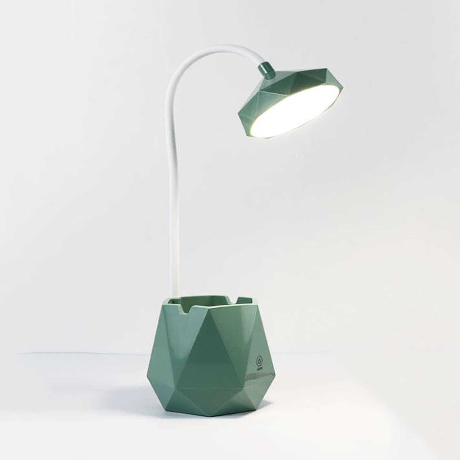360° Adjustable LED Desk Lamp with USB Charging Port & Storage Box - Touch Control Reading Light for Office, Study, and Bedroom - Green Work Lamp for Students & Professionals