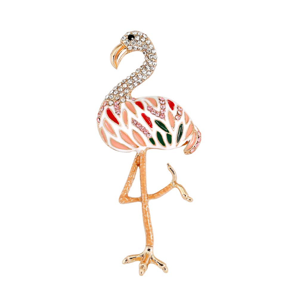 Sparkling Rhinestone Flamingo Brooch Pin for Women - Elegant Floral Corsage Jewelry for Dresses, Hats & Special Occasions