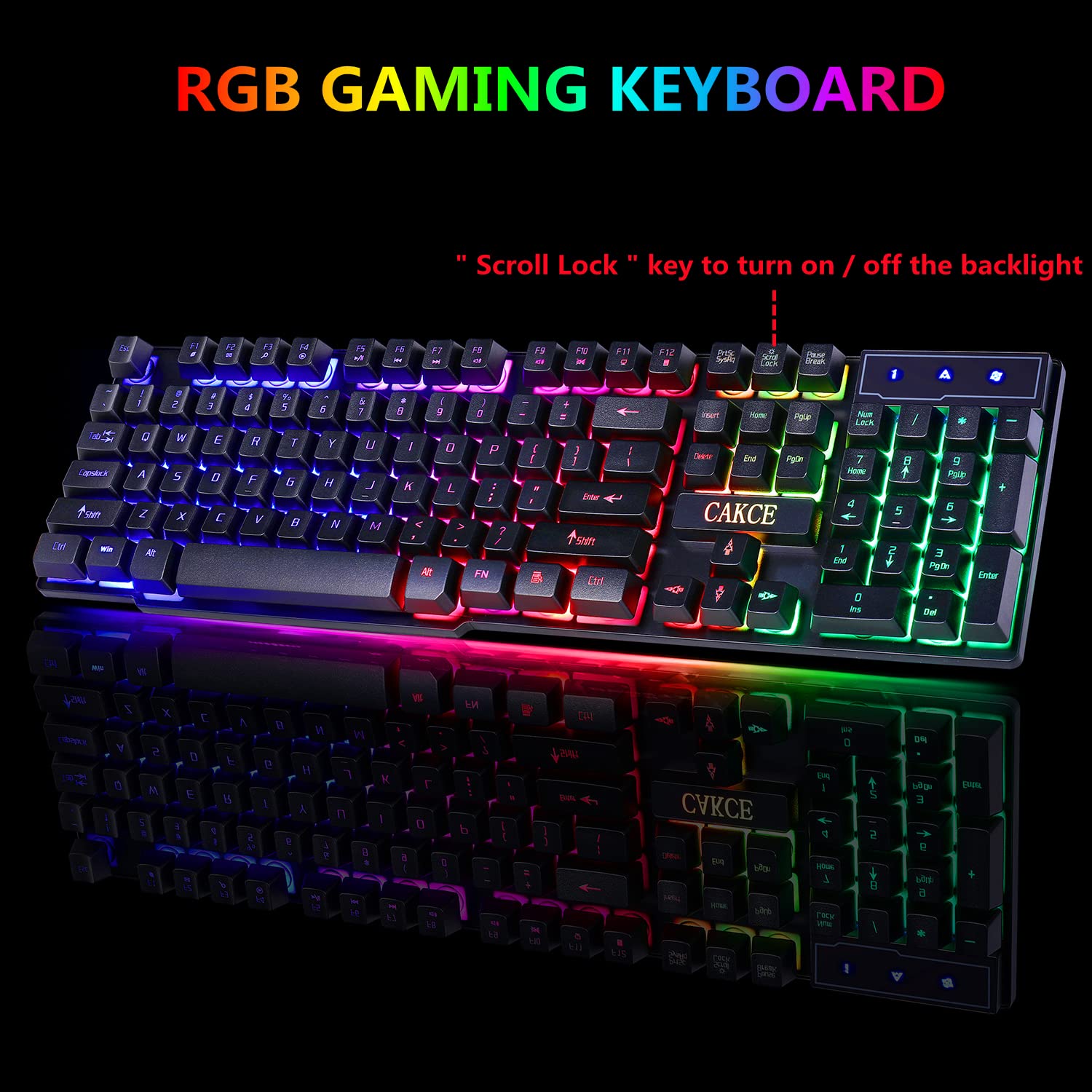 RGB Gaming Keyboard and Mouse Combo - USB Wired LED Backlit Mechanical Feel Keyboard & Colorful Mouse for PC, Laptop - Perfect for Gaming, Work & Streaming (Letter Glow)