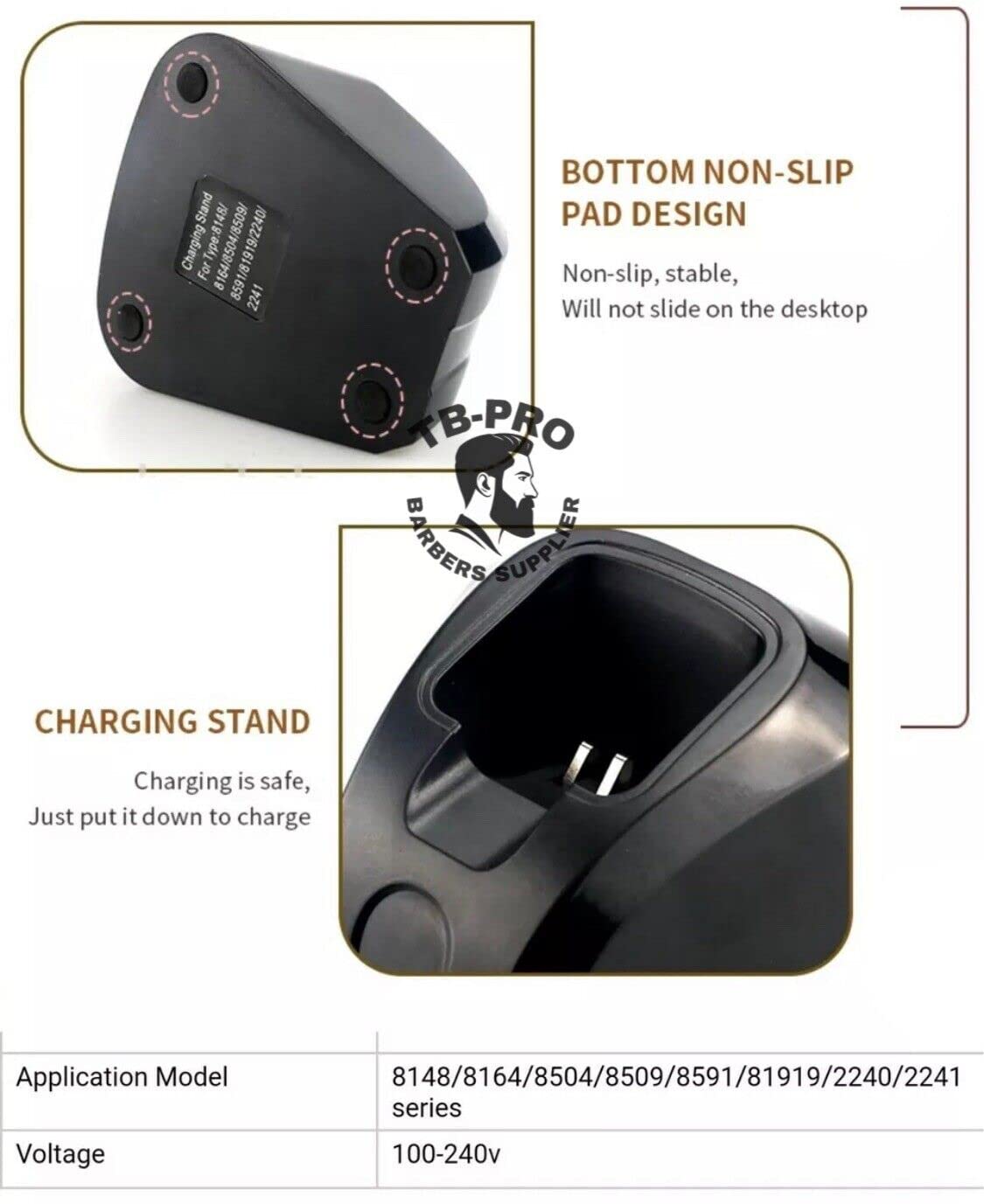 TB-PRO Hair Clipper Charging Stand | Replacement Charging Dock Station for WAHL Cordless Clippers | Fast Charging Base Accessory | Perfect for Home Barber Shops & Travel Grooming Kits