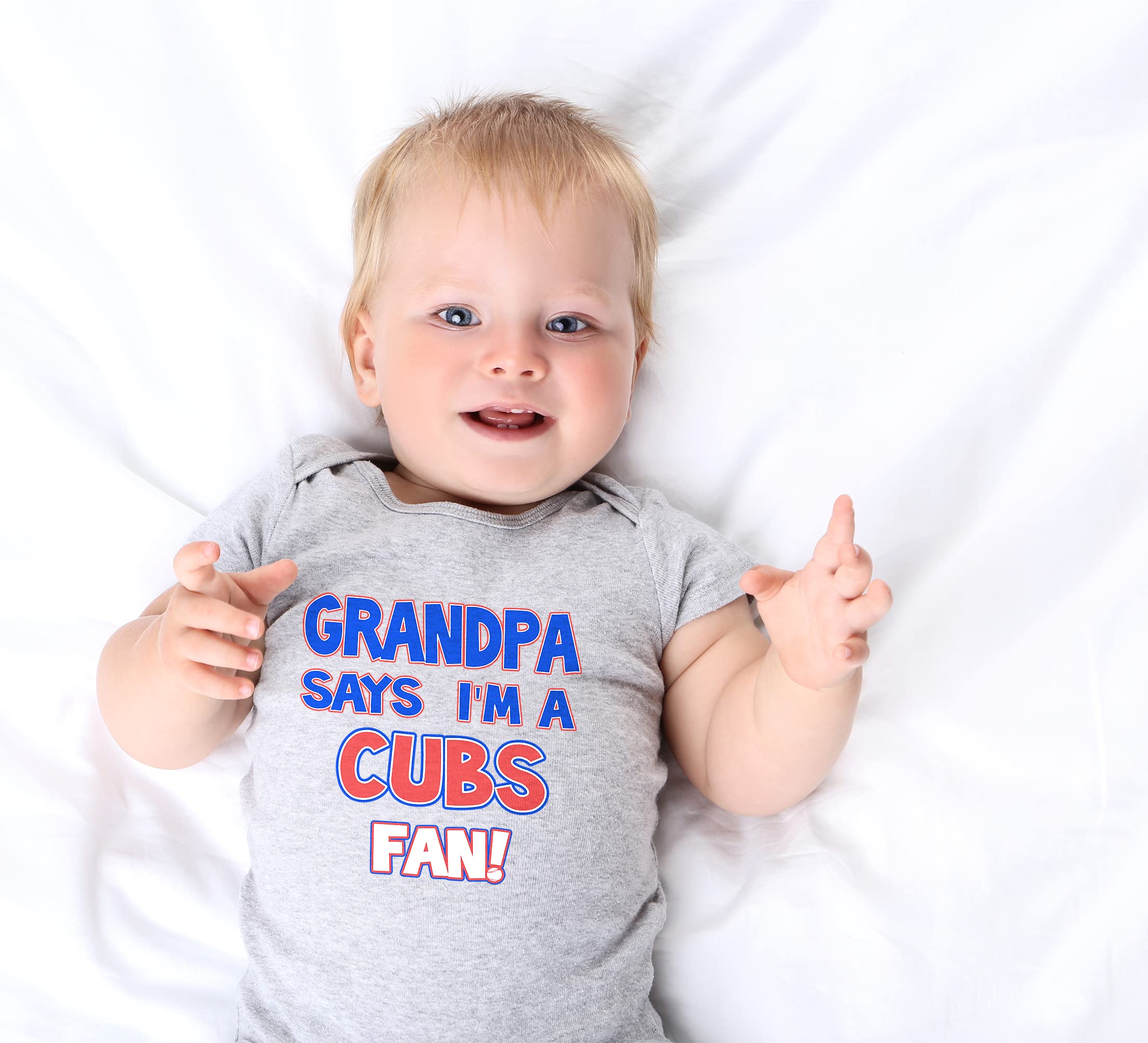 Adorable Chicago Cubs Fan Baby Bodysuit - Grandpa Says I'm a Cubs Fan Outfit | Cute Baseball-Themed Onesie for Infants & Toddlers | Perfect for Game Day, Family Photos & Sports Events